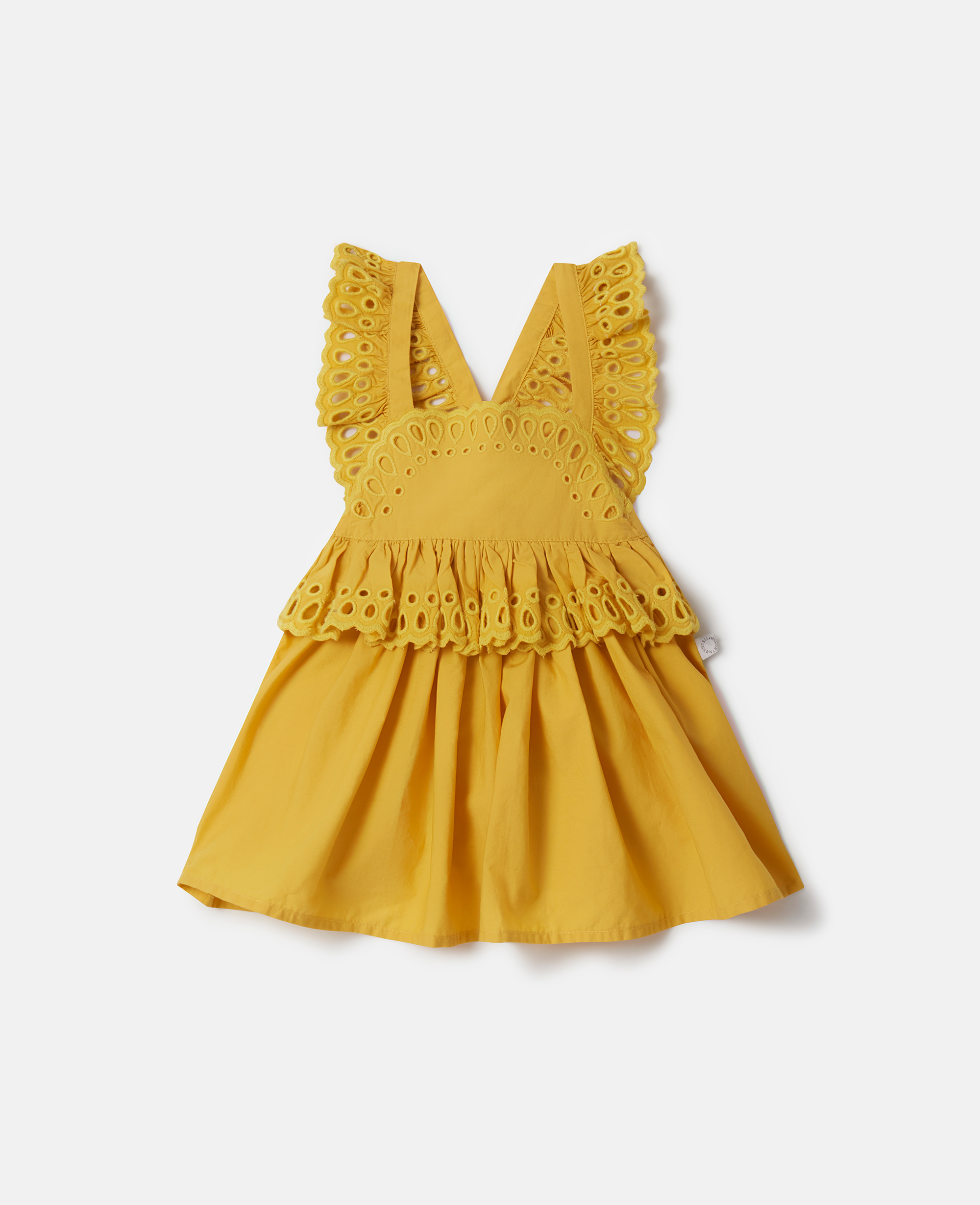 stella mccartney - robe chasuble à broderie anglaise, femme, jaune, taille: 12m