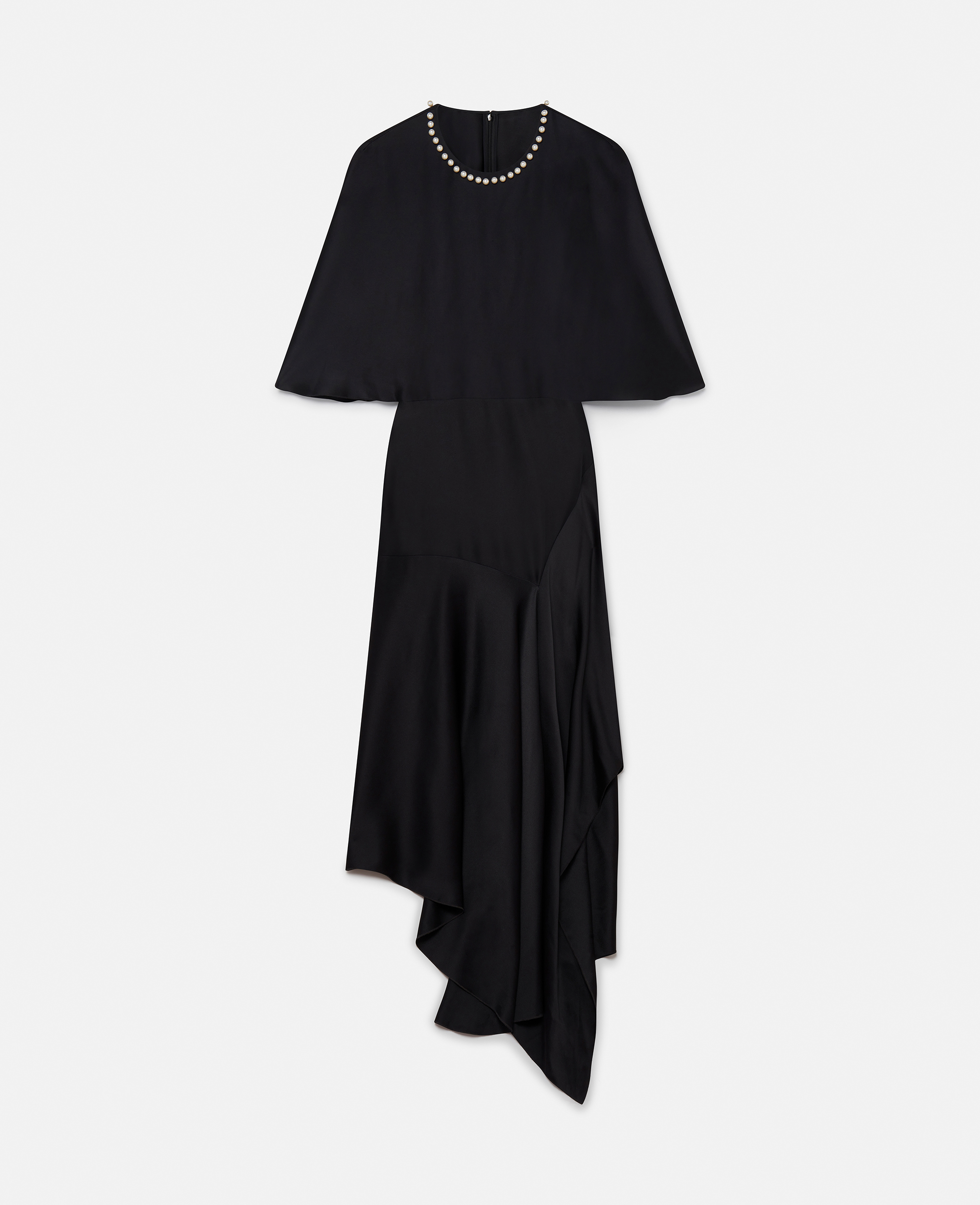 Stella Mccartney Asymmetric Satin Midi Dress In Black