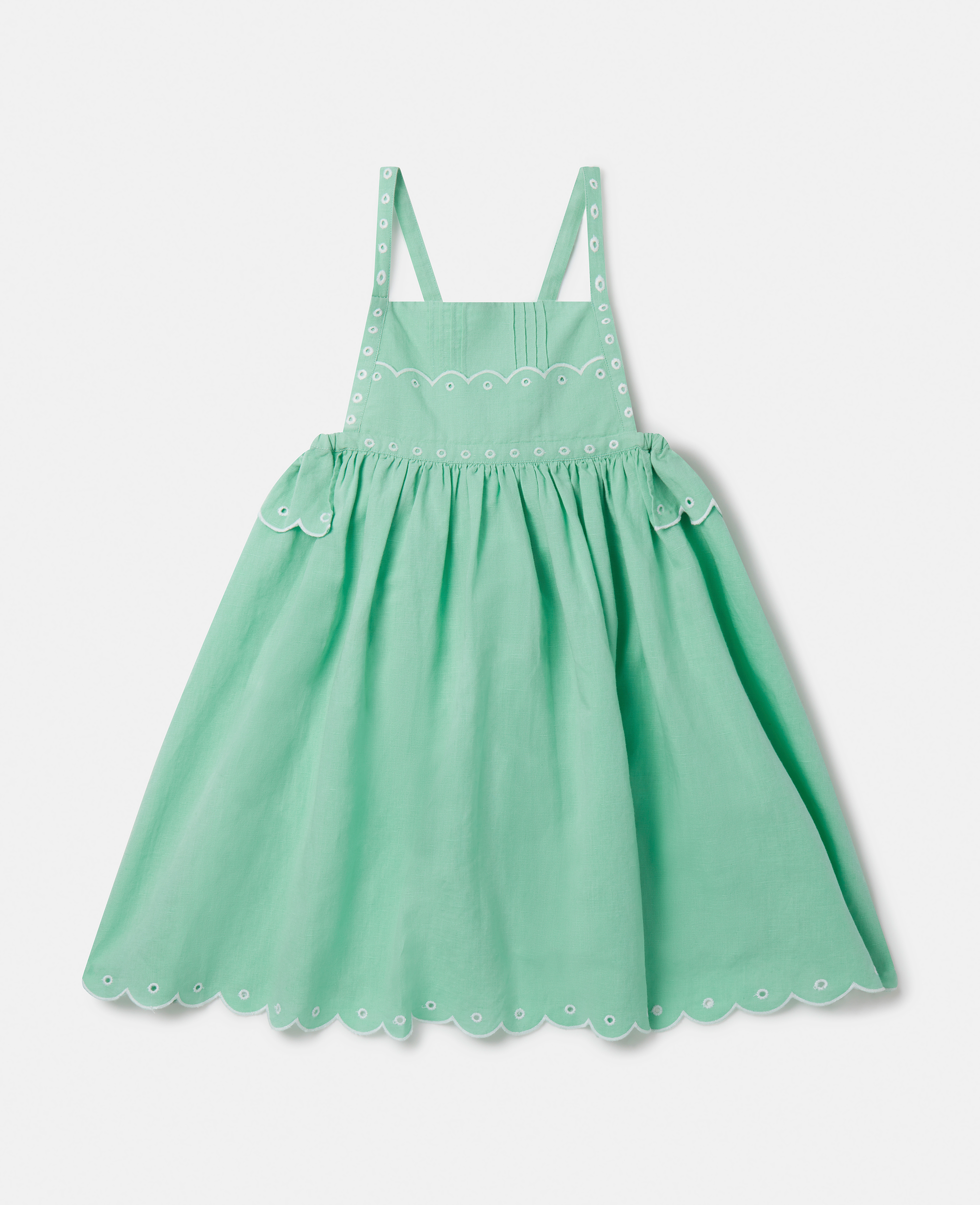 Stella Mccartney Babies' Scalloped Edge Embroidery Cami Dress In Green