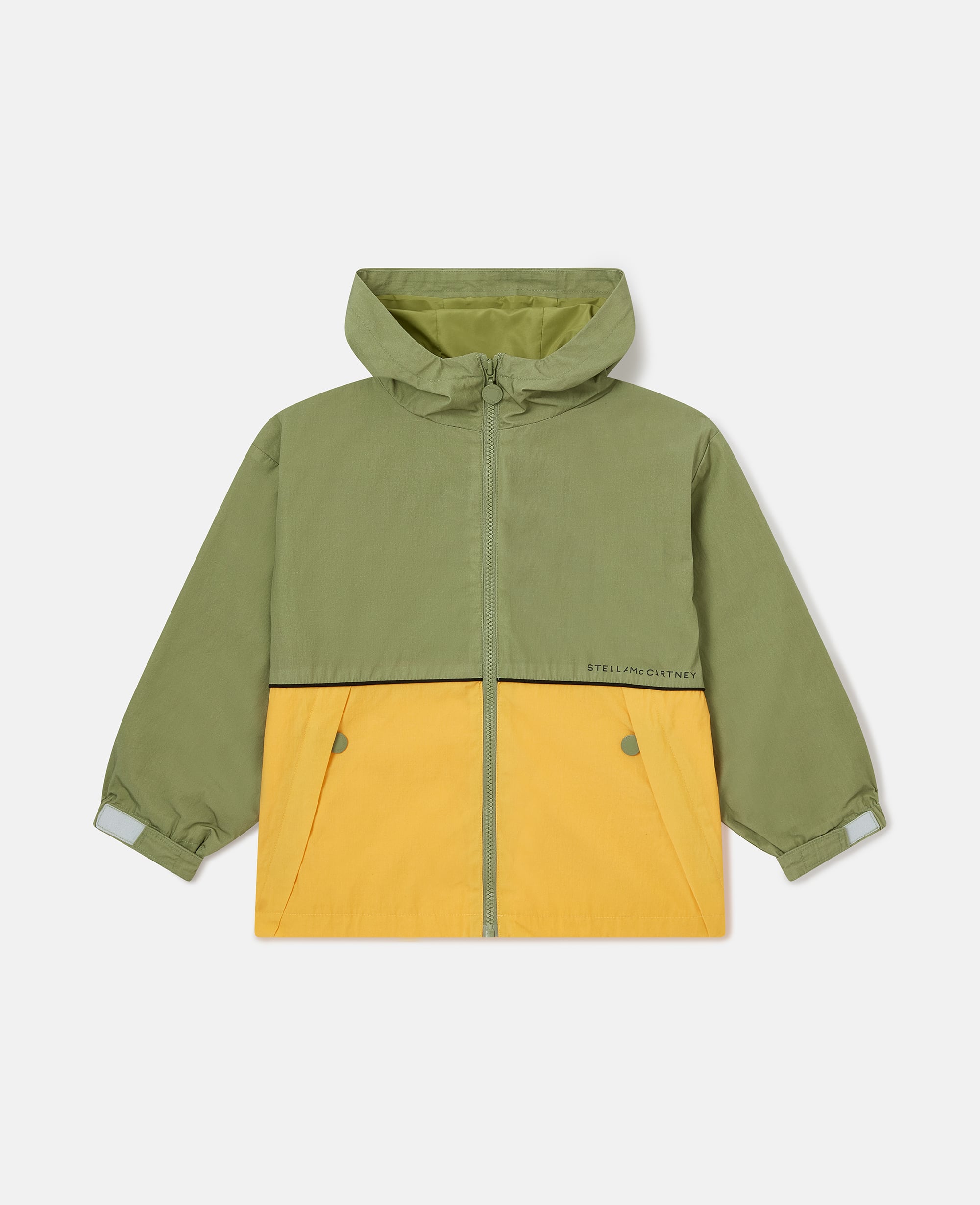 Stella McCartney - Colour Block Hooded Raincoat, Woman, Green, Size: 6