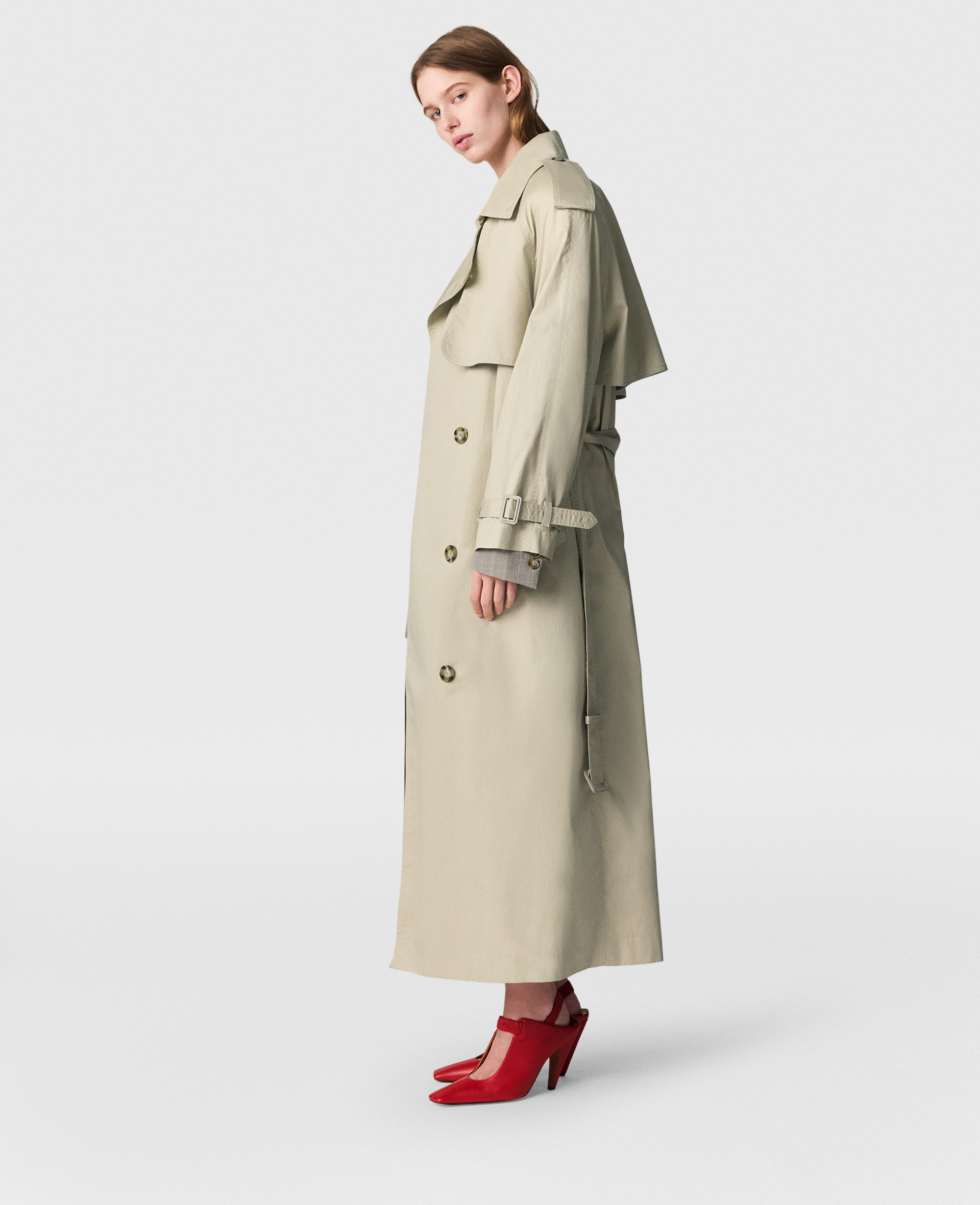 Stella Mccartney Oversized Belted Trench Coat In Sand