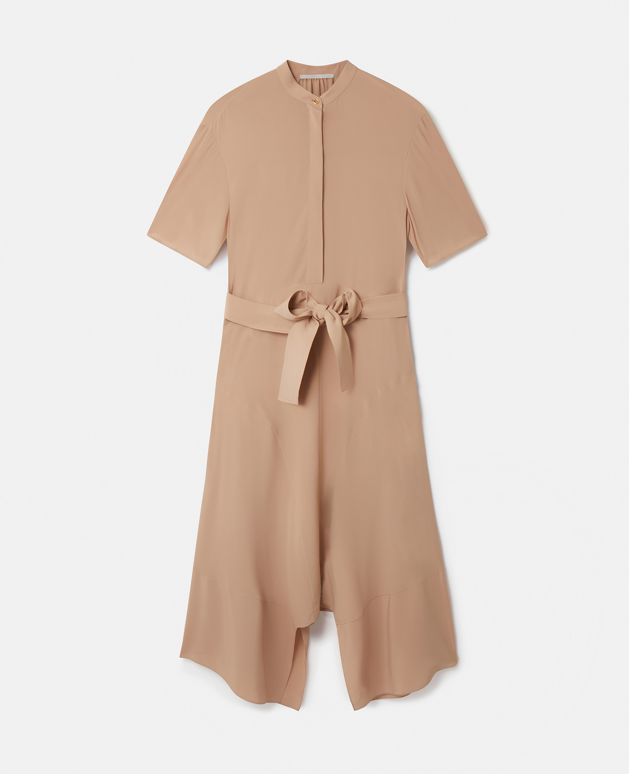 Stella Mccartney Silk Crêpe De Chine Shirt Dress In Neutral