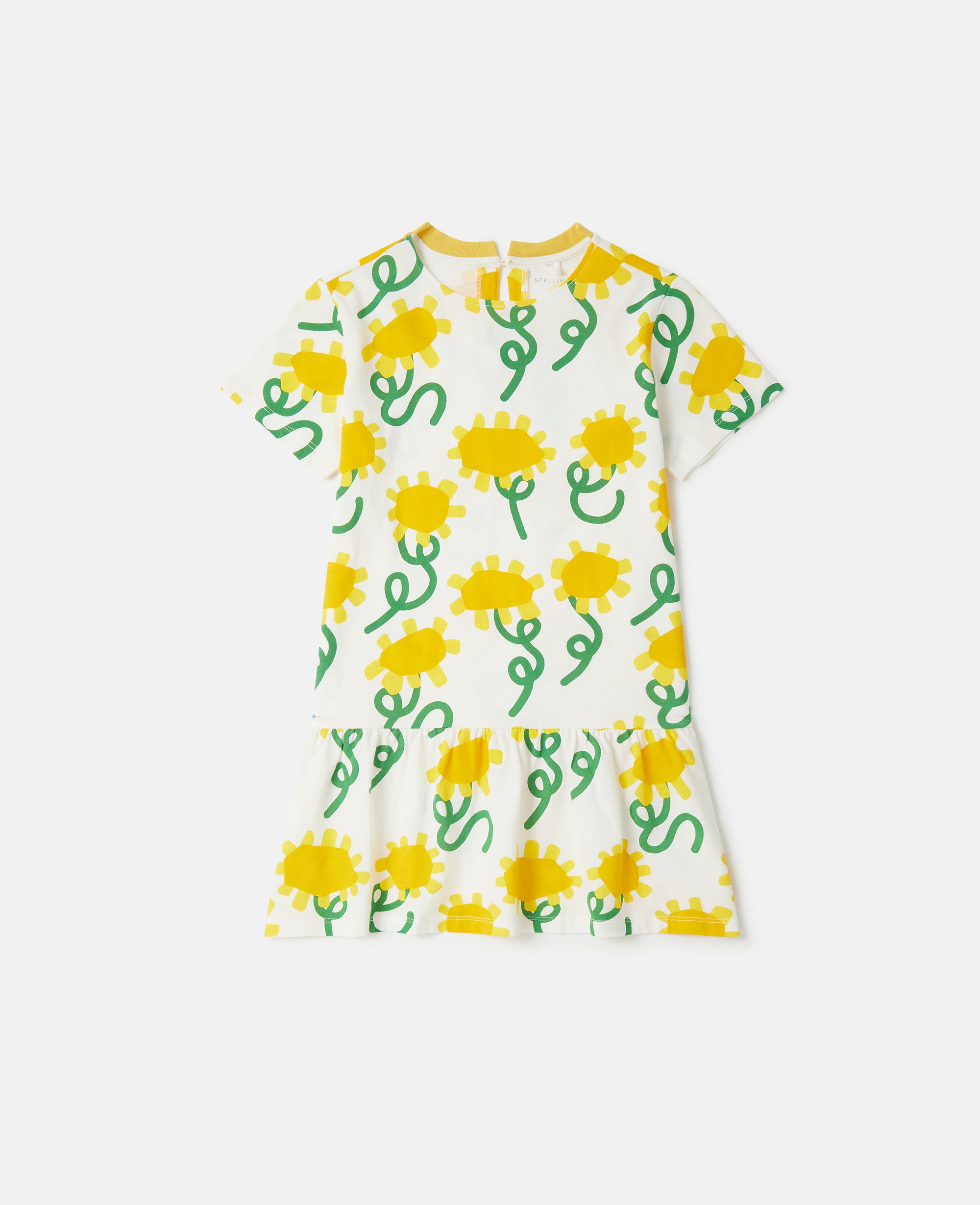 Stella Mccartney Kids' Sunflower Print T-shirt Dress In Ivory Multicolour