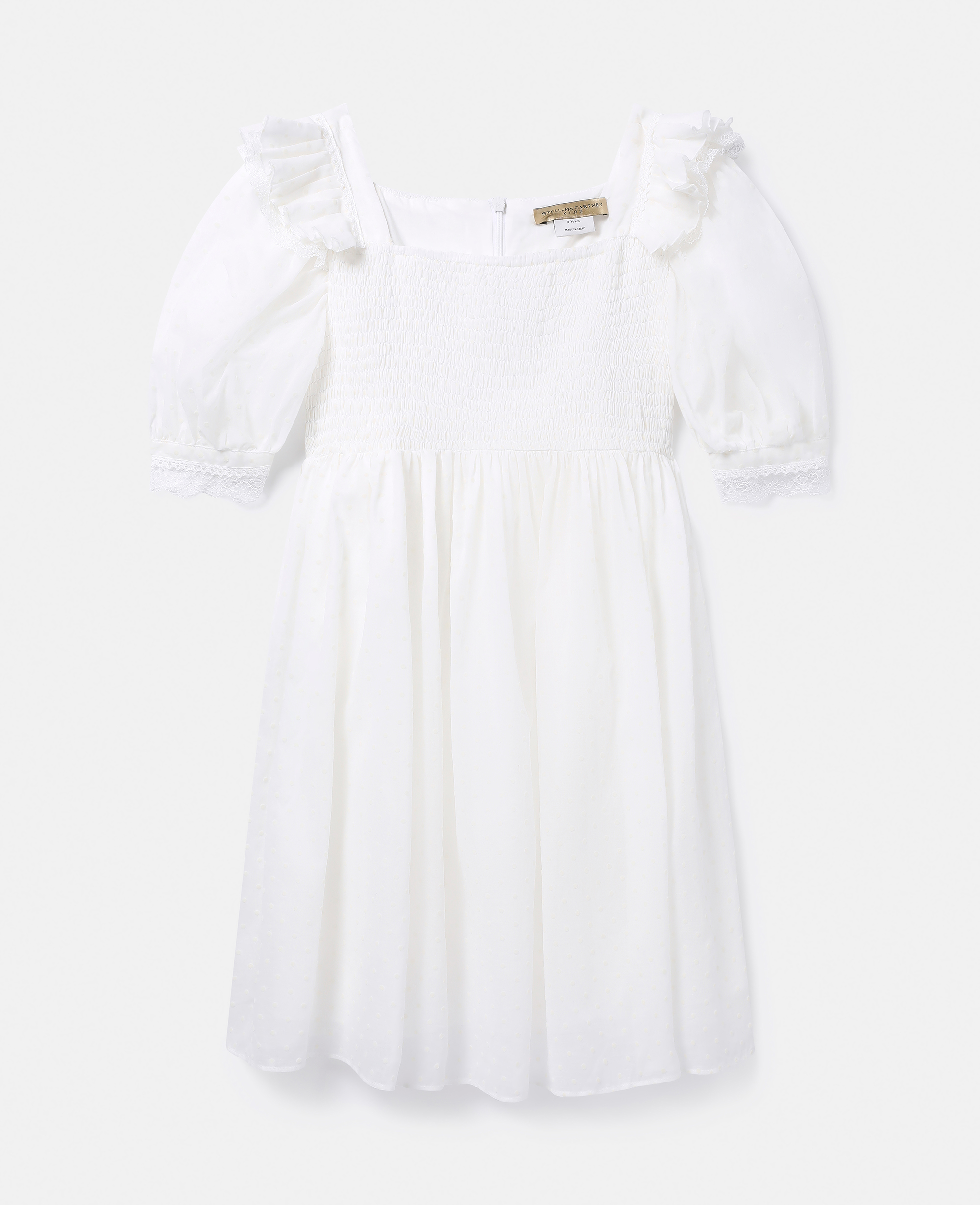 Stella Mccartney Kids' Frill Sleeve Smock Dress In Ivory