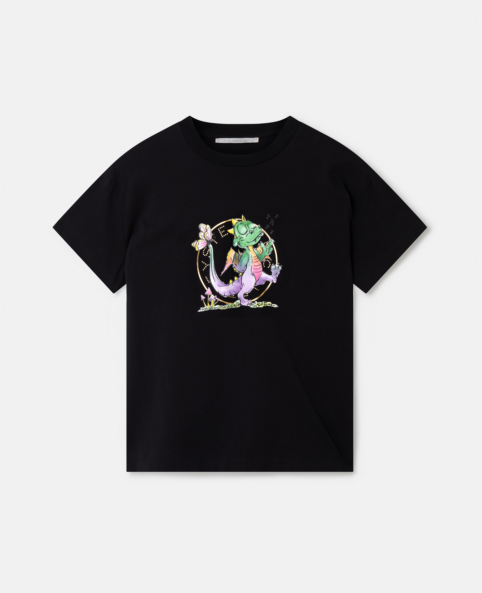 stella mccartney - year of the dragon print t-shirt, woman, black, size: xs