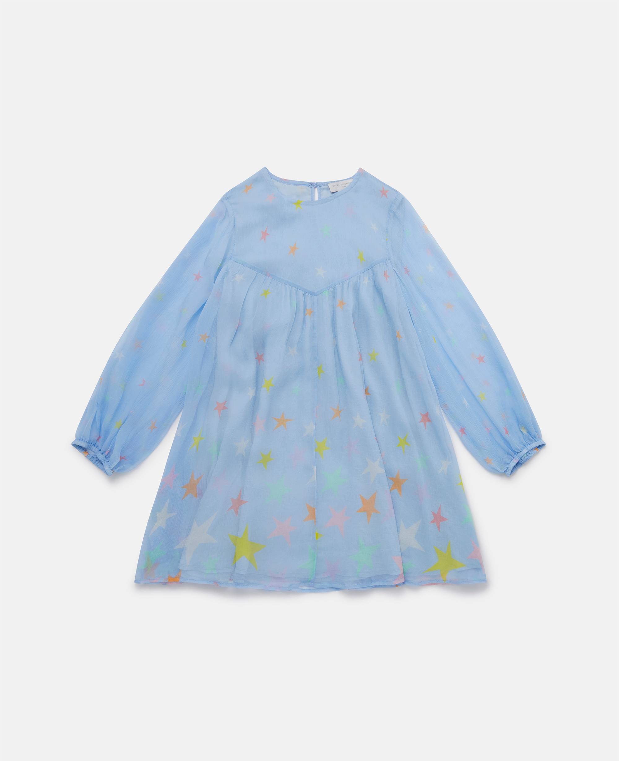 Stella Mccartney Kids' Star Print Silk Dress In Blue