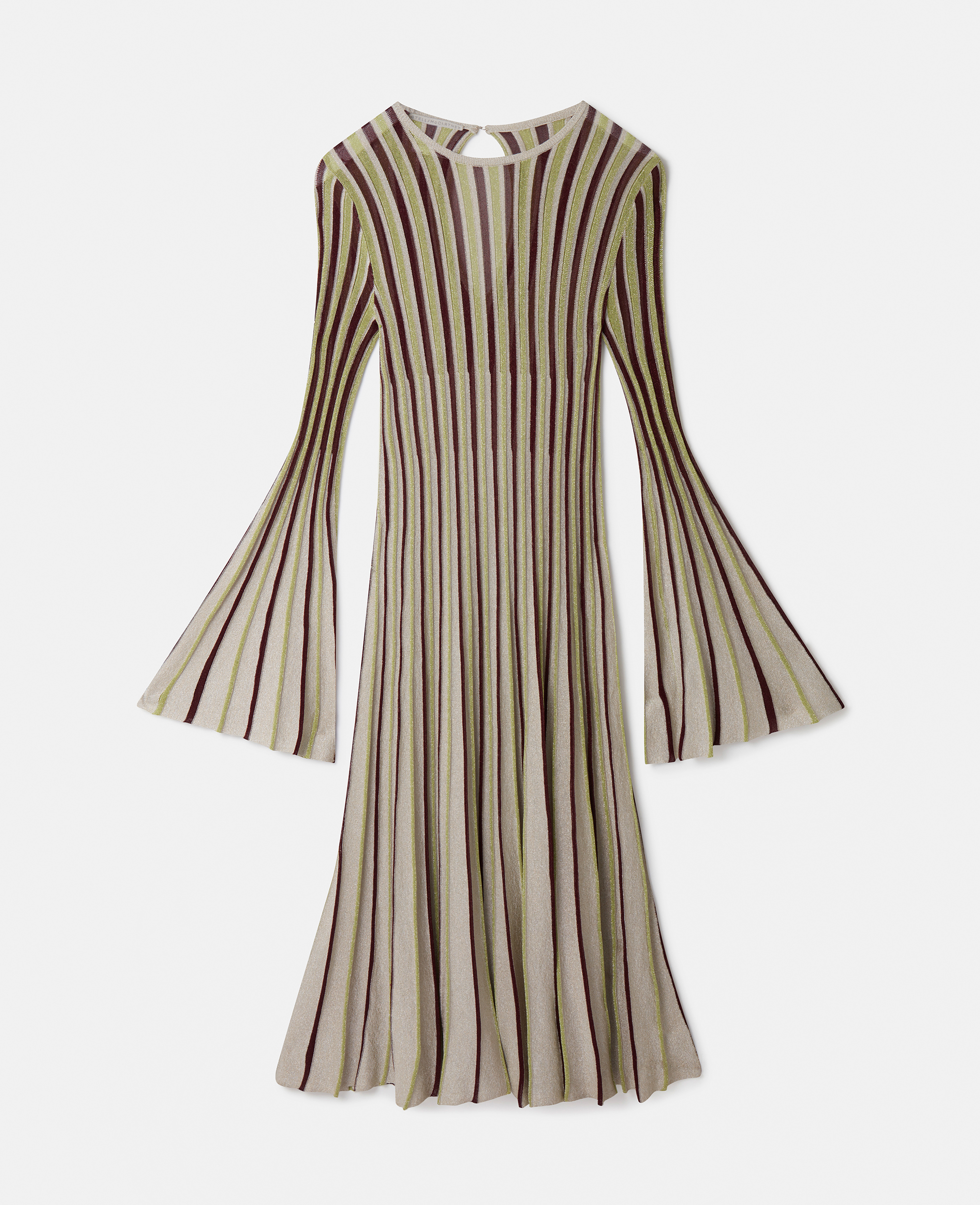 Stella Mccartney Lurex Rib Knit Midi Dress In Gray