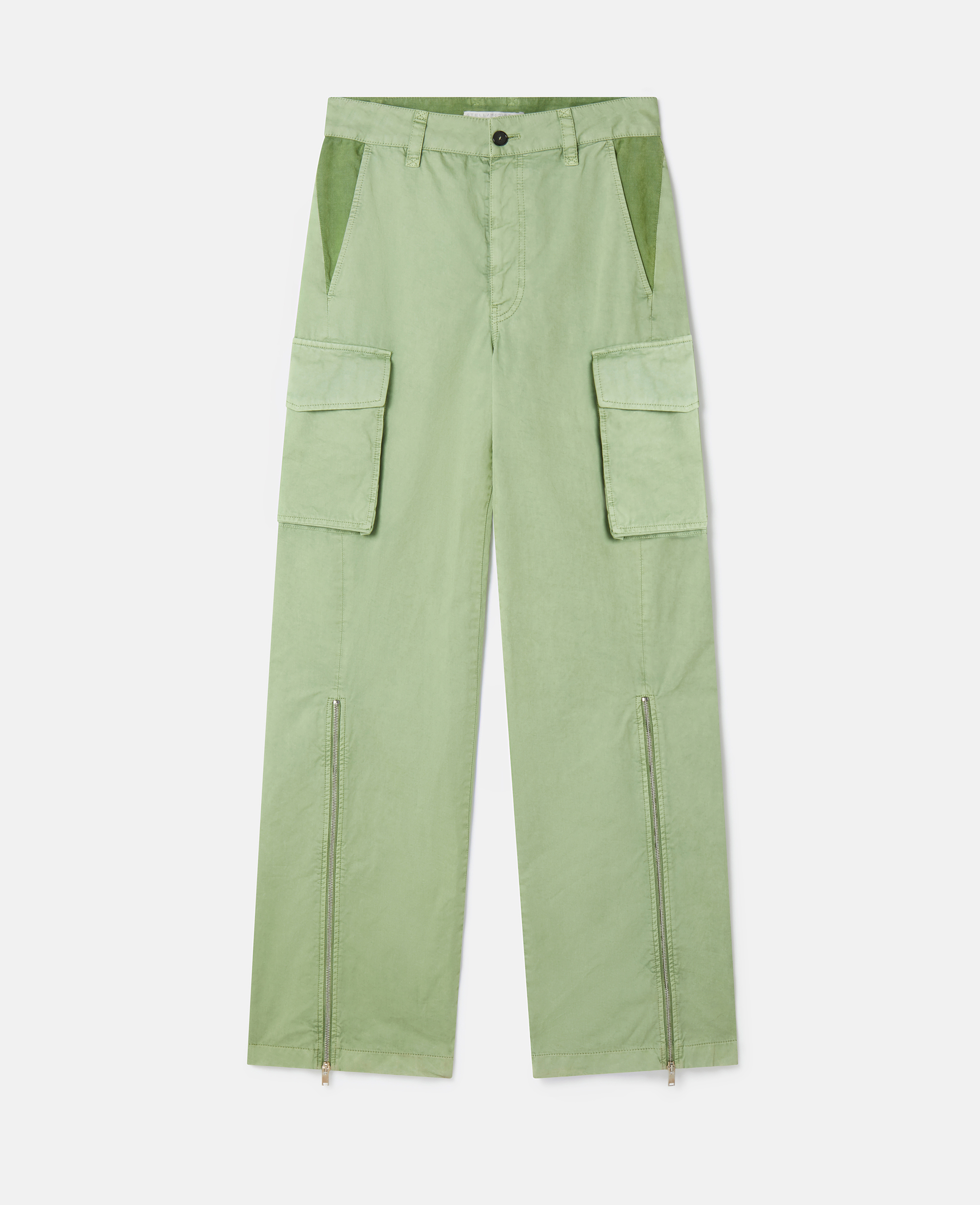 Stella Mccartney Organic Cotton Cargo Trousers In Green