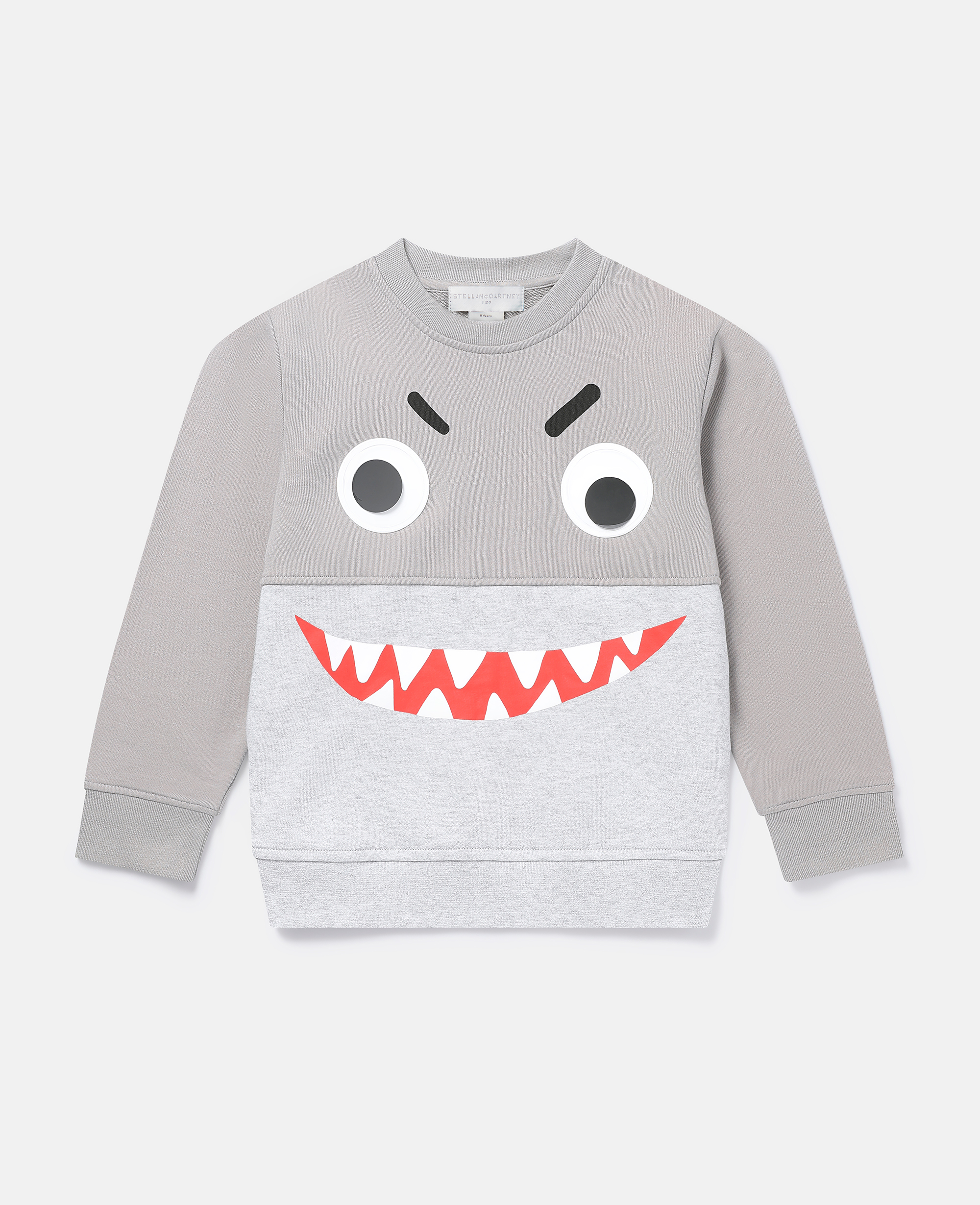 Stella Mccartney Kids' Shark Face Colourblock Sweatshirt In Grey