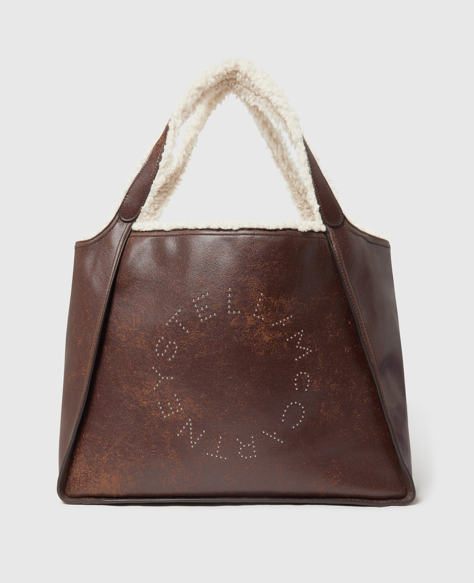 Stella Mccartney Logo Plush-lined Tote Bag In Brown