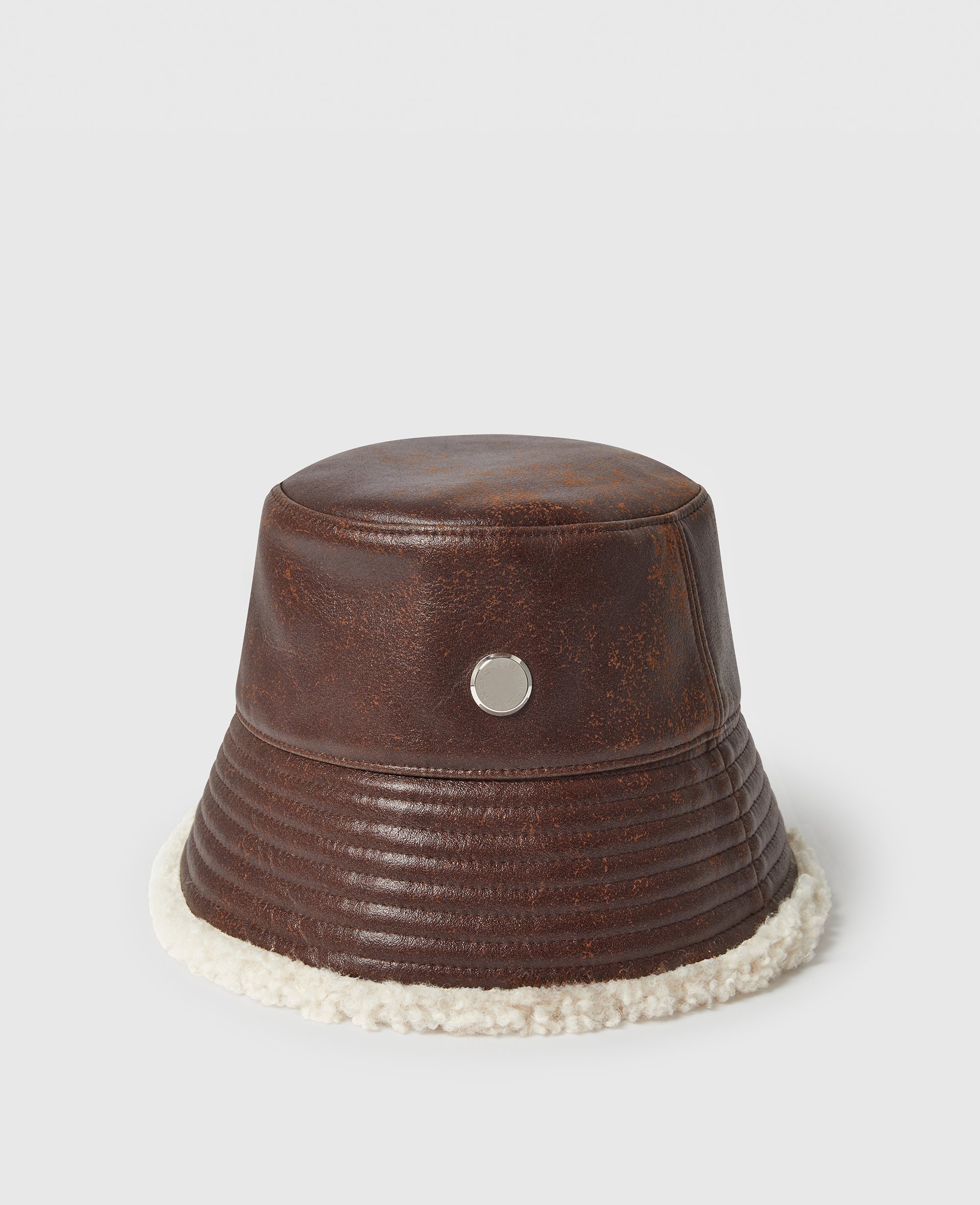 Stella Mccartney Logo Plush-lined Bucket Hat In Brown