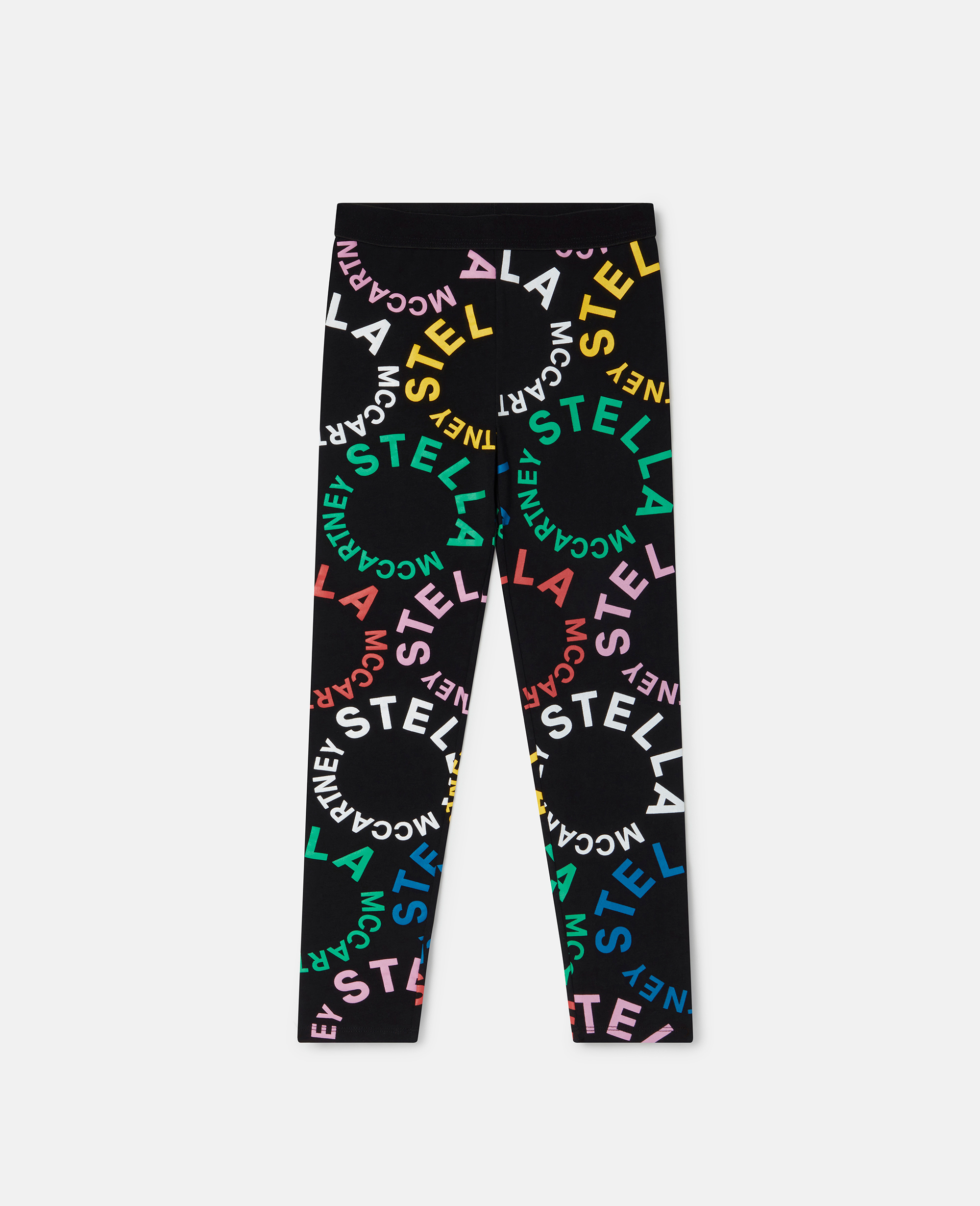 Stella Mccartney Kids' Circular Logo Leggings In Black Multicolour