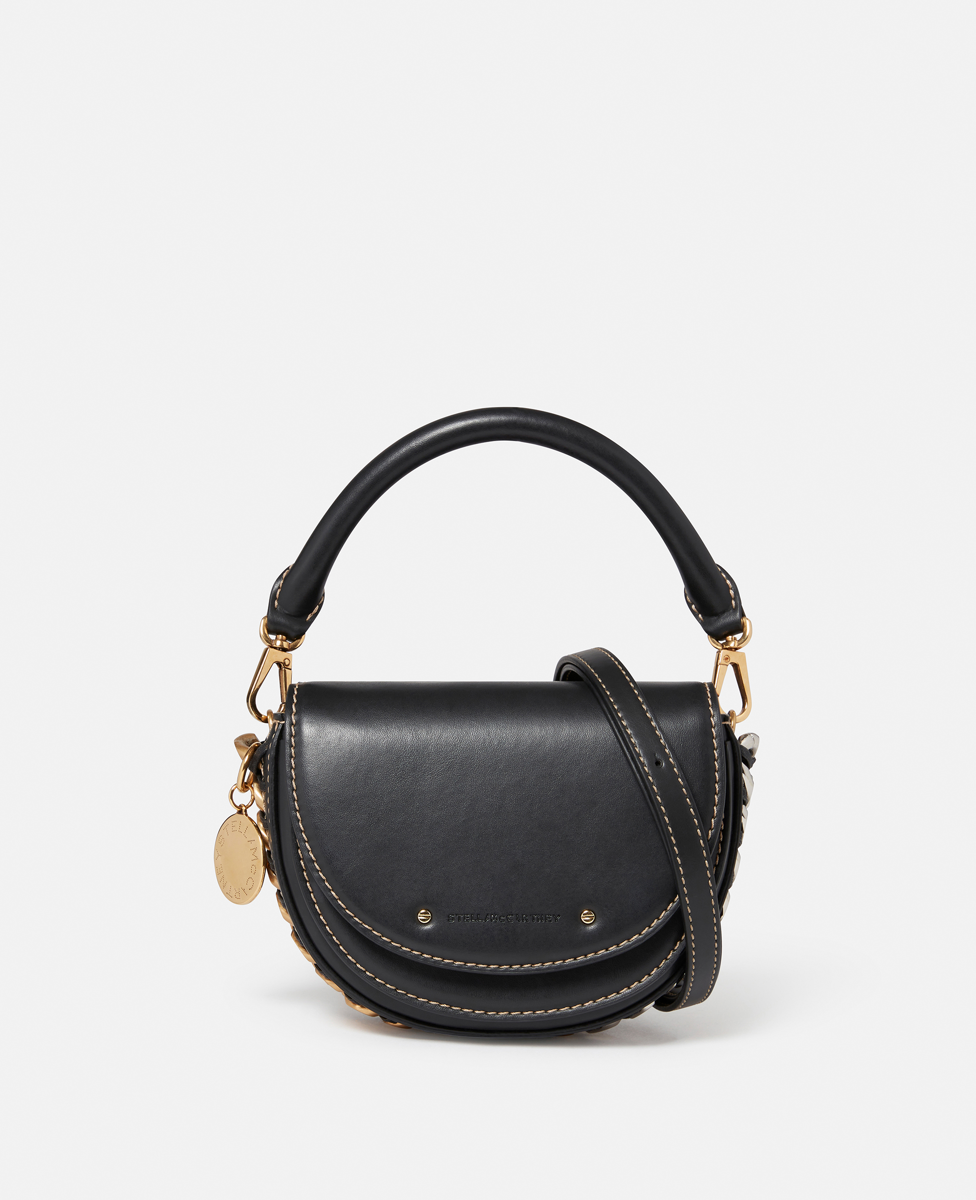 Stella Mccartney Frayme Ryder Medium Flap Shoulder Bag In Black