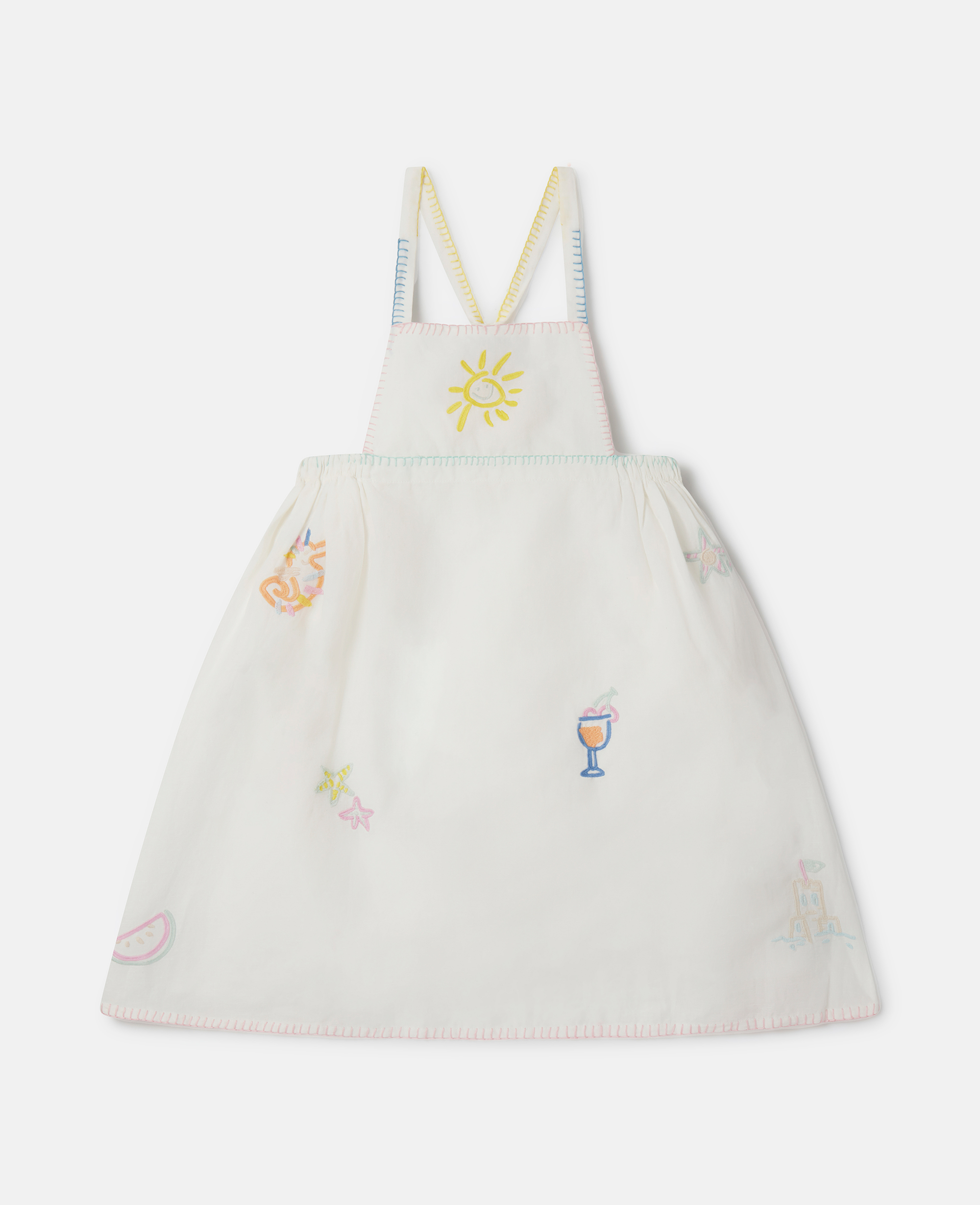 Stella McCartney – Summer Doodles Embroidery Pinafore Dress, Woman, Ivory, Size: 3