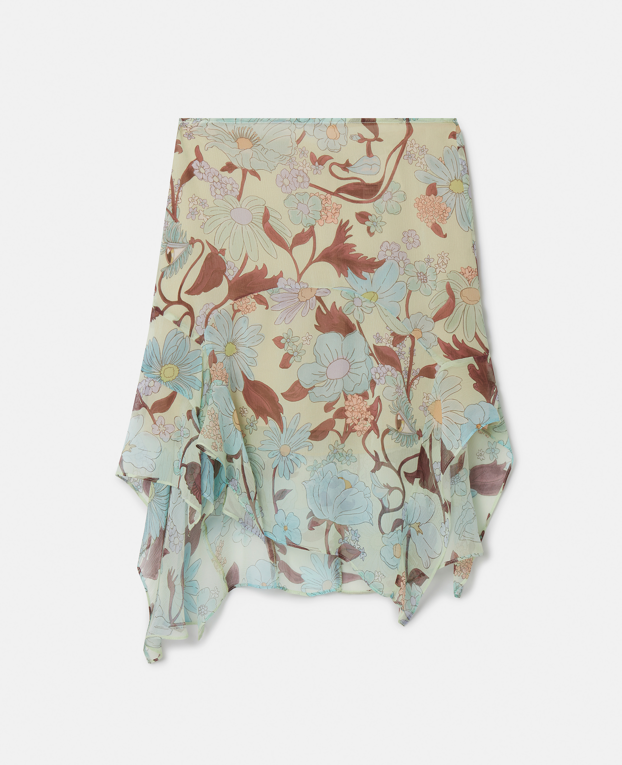 Stella Mccartney Lady Garden Print Silk Chiffon Skirt In Mint Multicolour