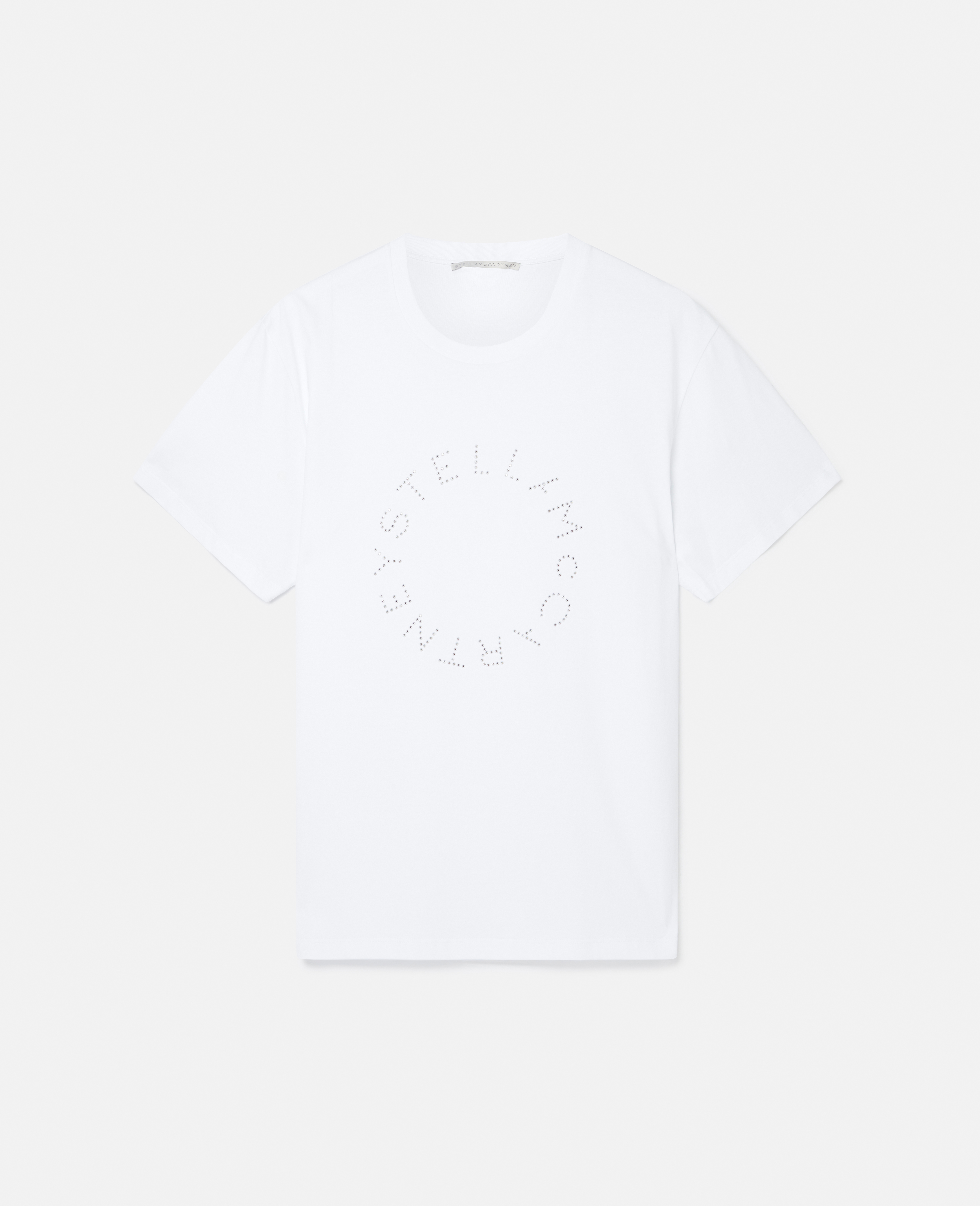 Shop Stella Mccartney Diamanté Logo T-shirt In Pure White
