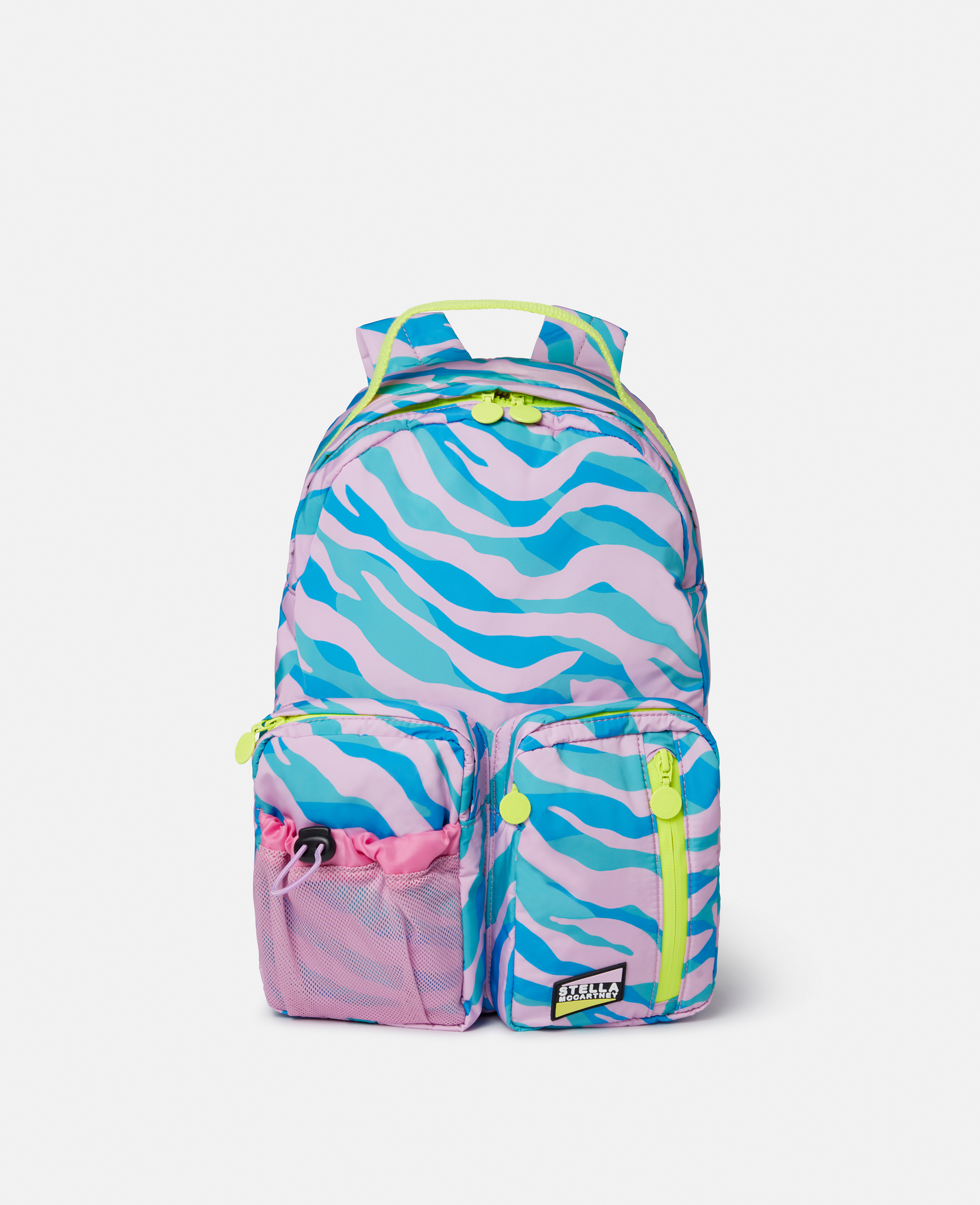 Stella Mccartney Kids' Zebra Print Backpack In Blue Multicolour