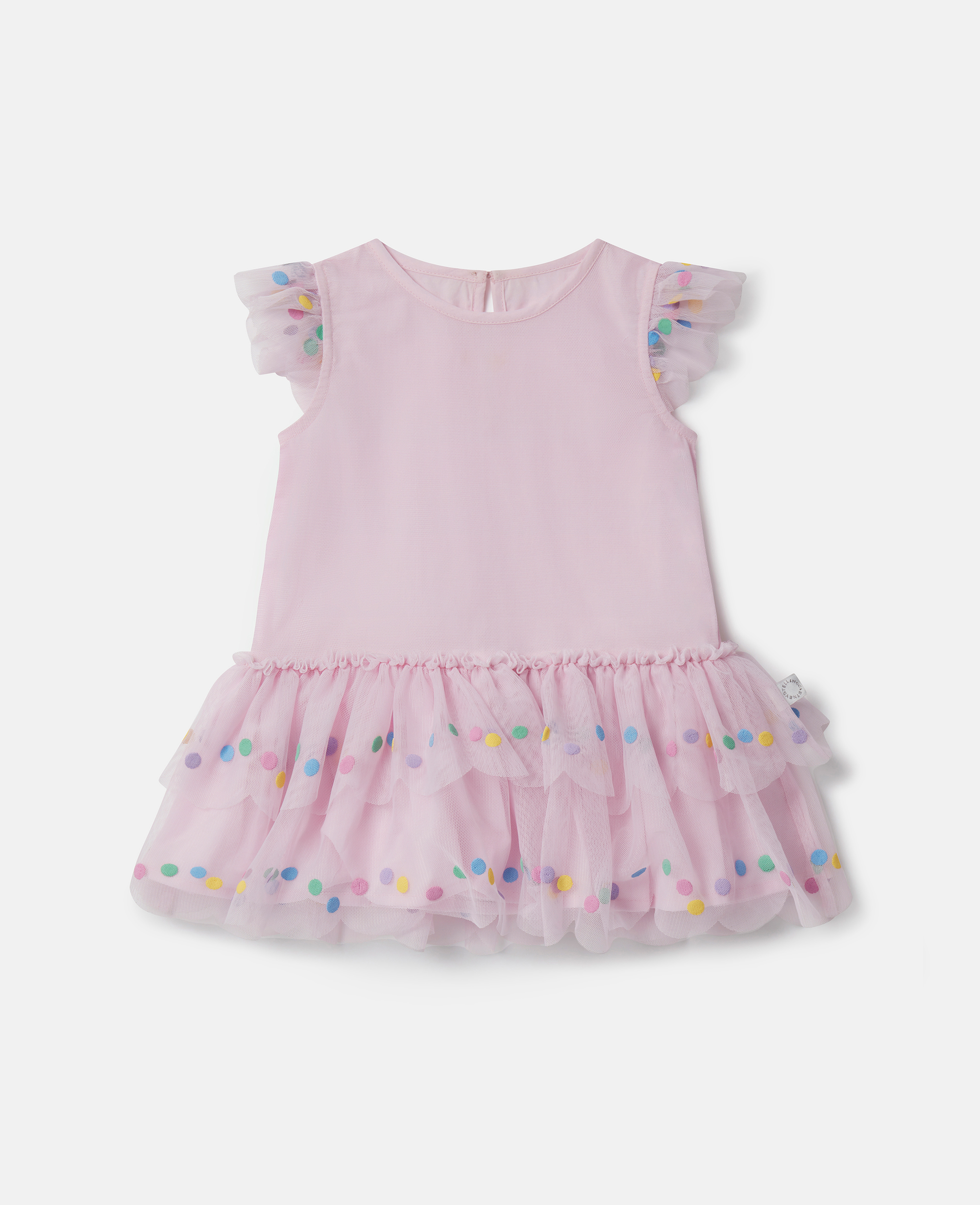 Stella Mccartney Babies' Confetti Dot Frilled Sleeveless Dress In Wisteria Pink