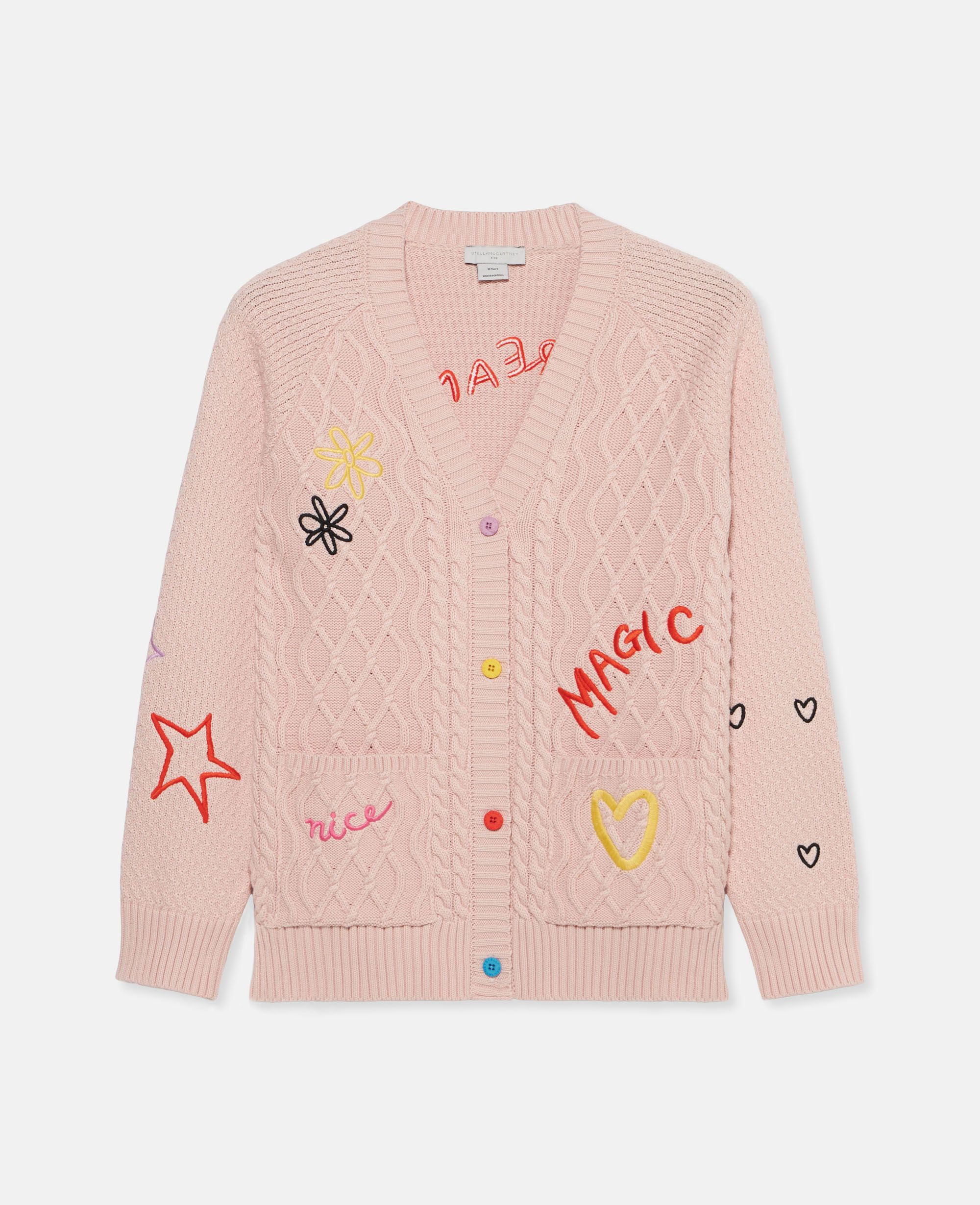 Stella Mccartney Kids' Pink Cardigan For Girl With Embroidery