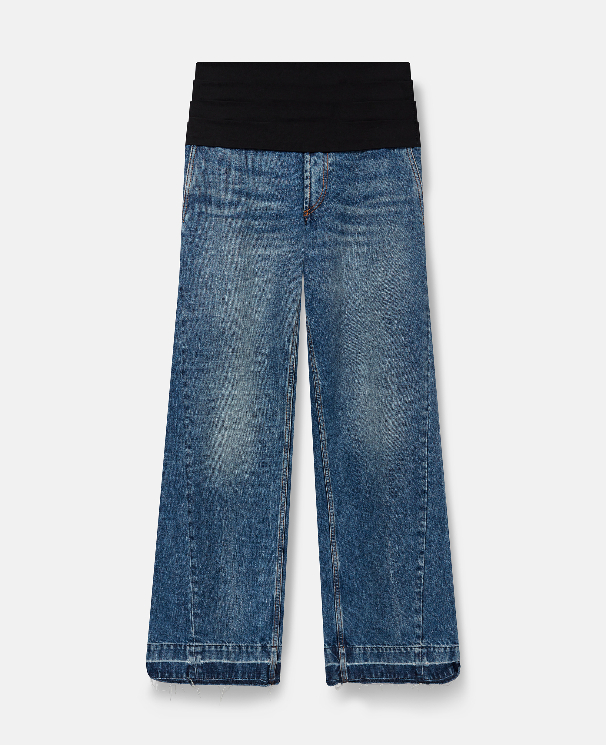 Shop Stella Mccartney Tuxedo-inspired Denim Jeans In Vintage Wash Denim