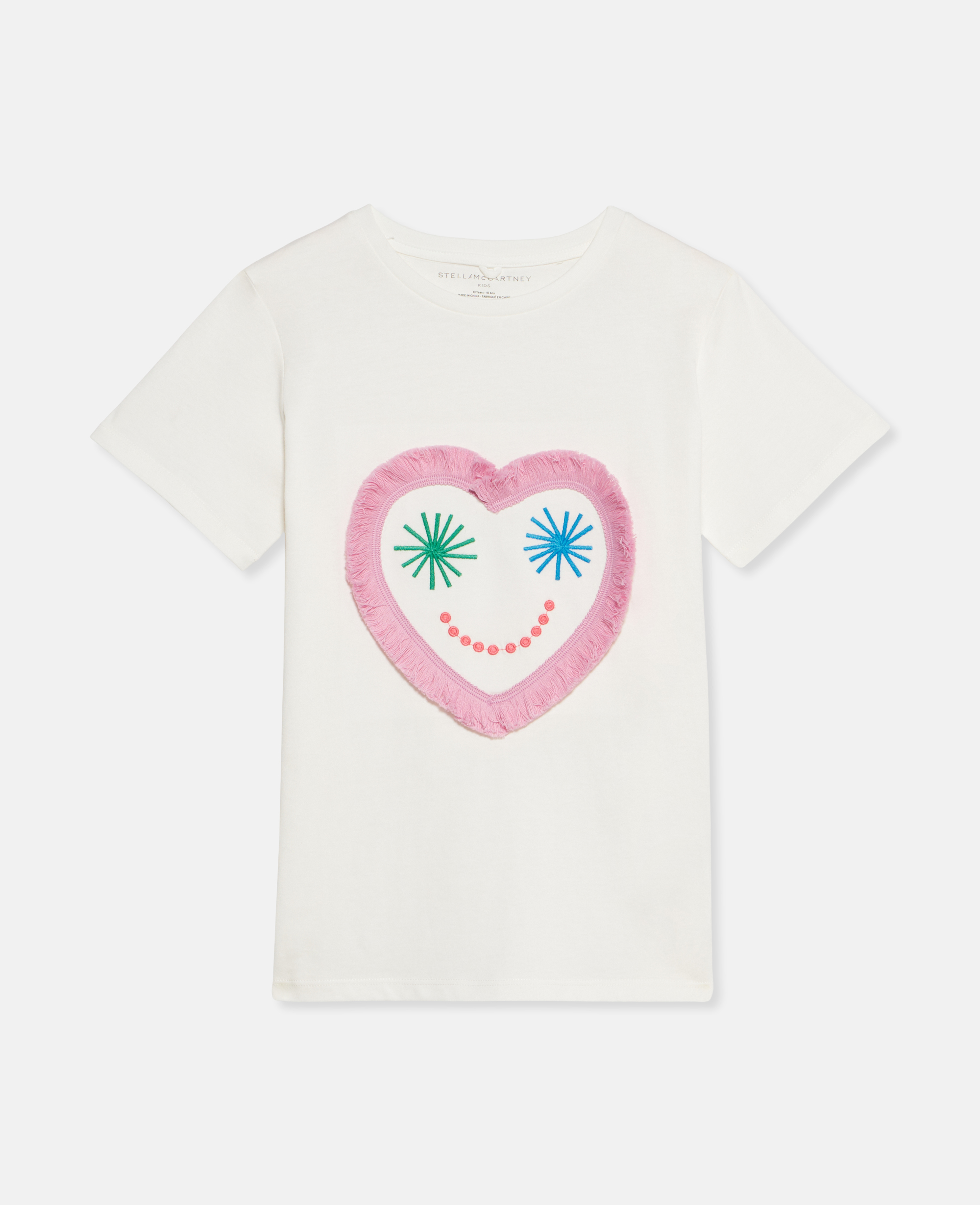 Stella Mccartney Kids' Fringed Smiley Heart T-shirt In White