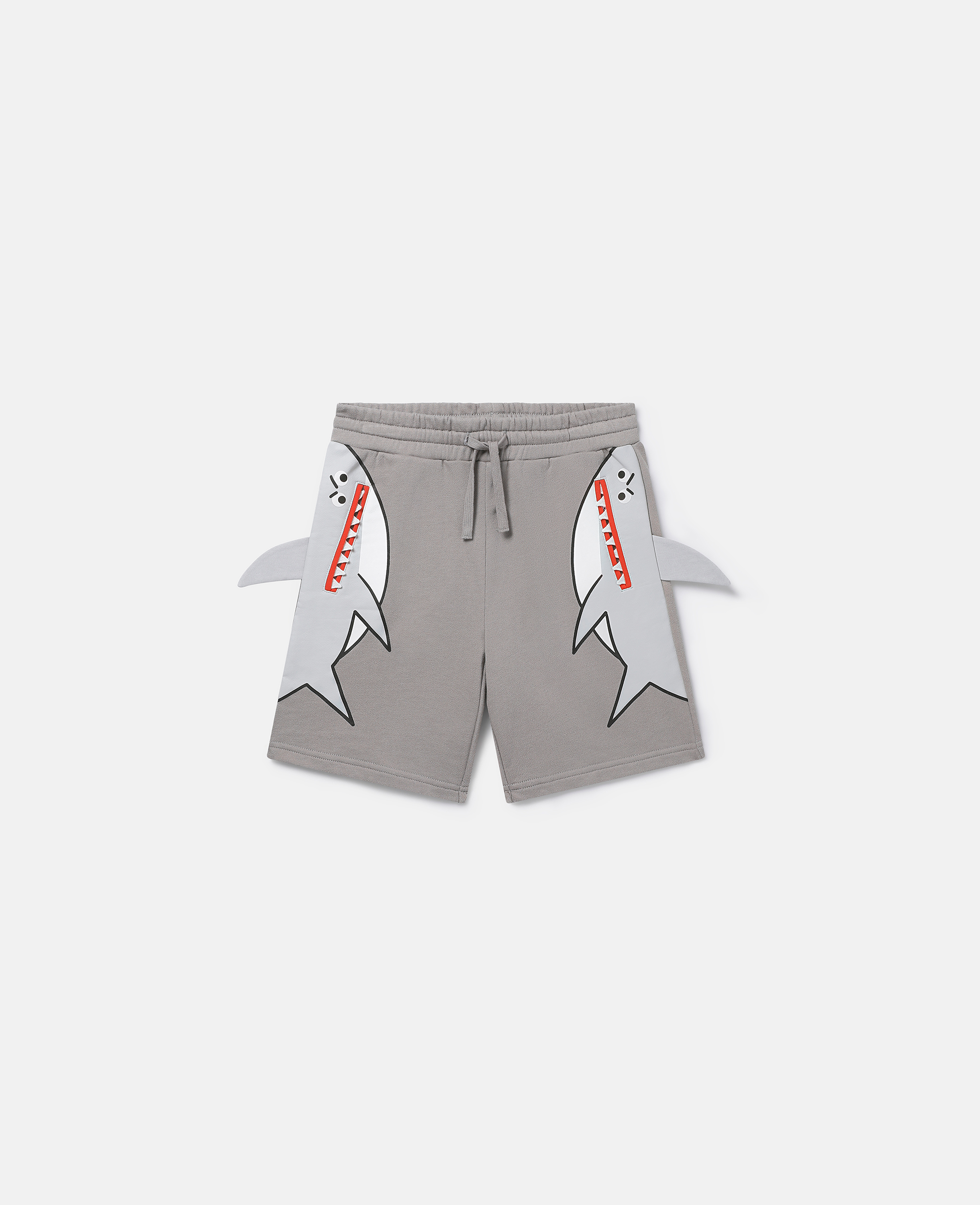 Stella Mccartney Kids' Double Shark Motif Jersey Shorts In Grey