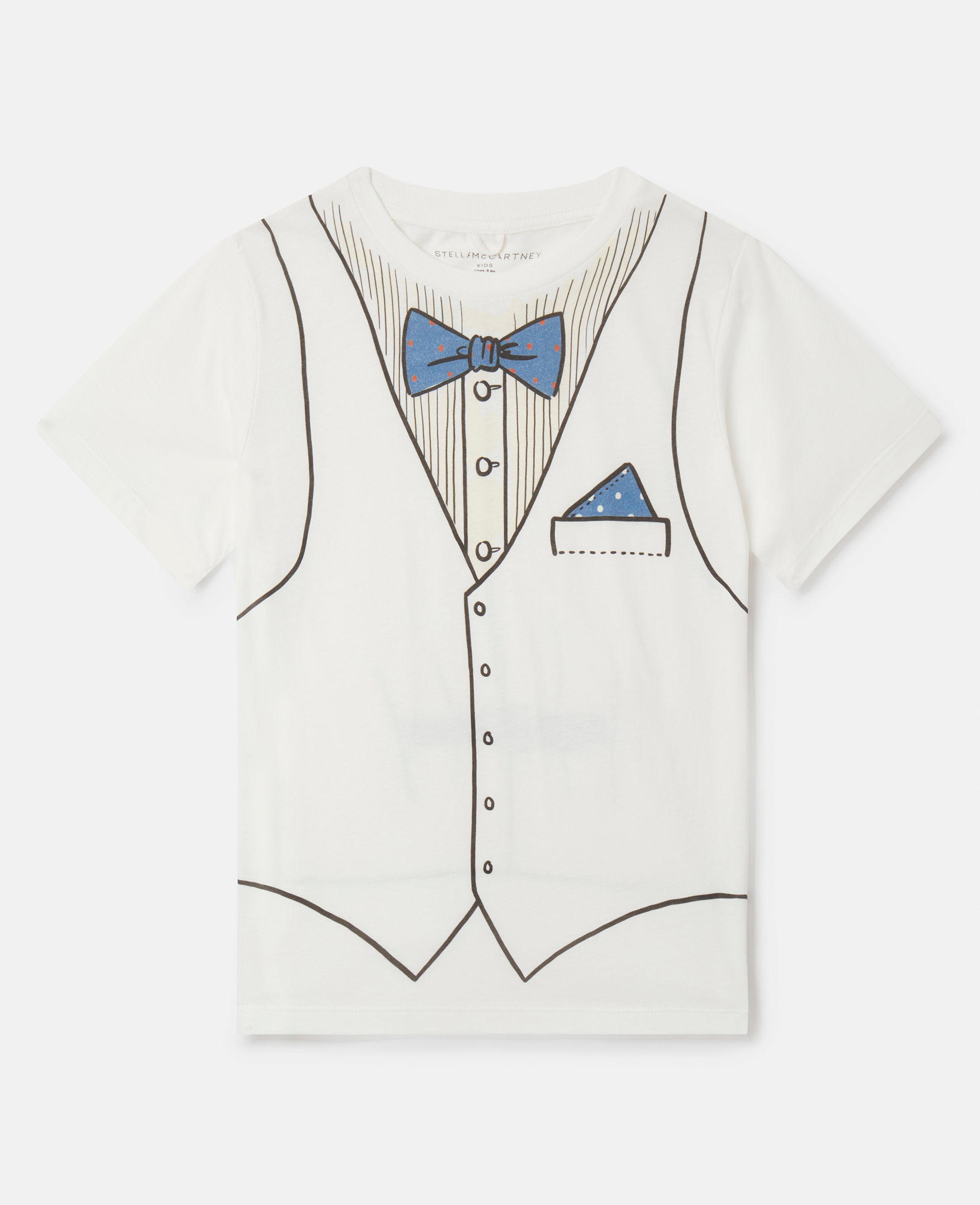 Stella McCartney – Waistcoat Trompe-L’ail Print T-Shirt, Woman, Ivory, Size: 6