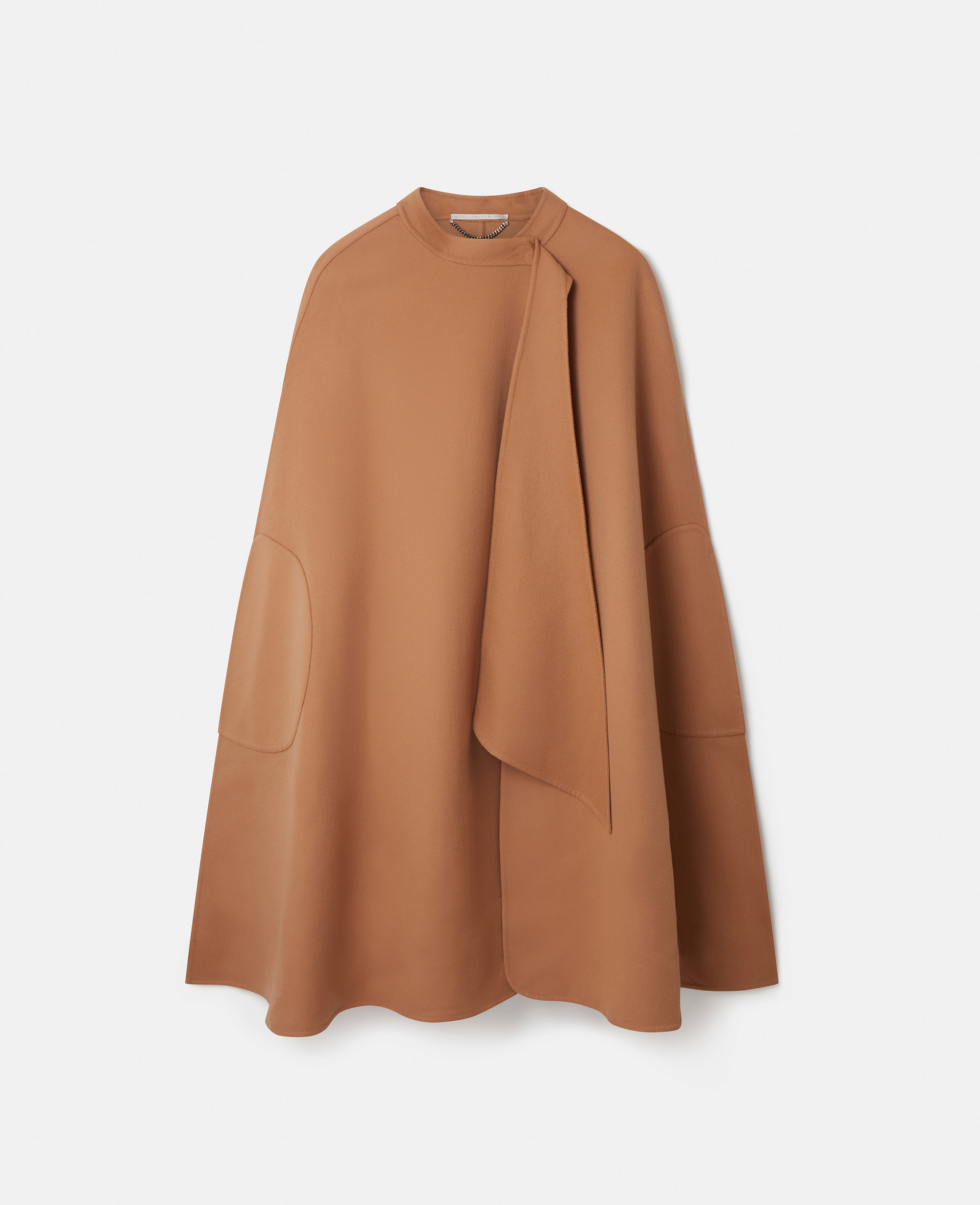 Stella Mccartney Wool Longline Cape Coat In Brown