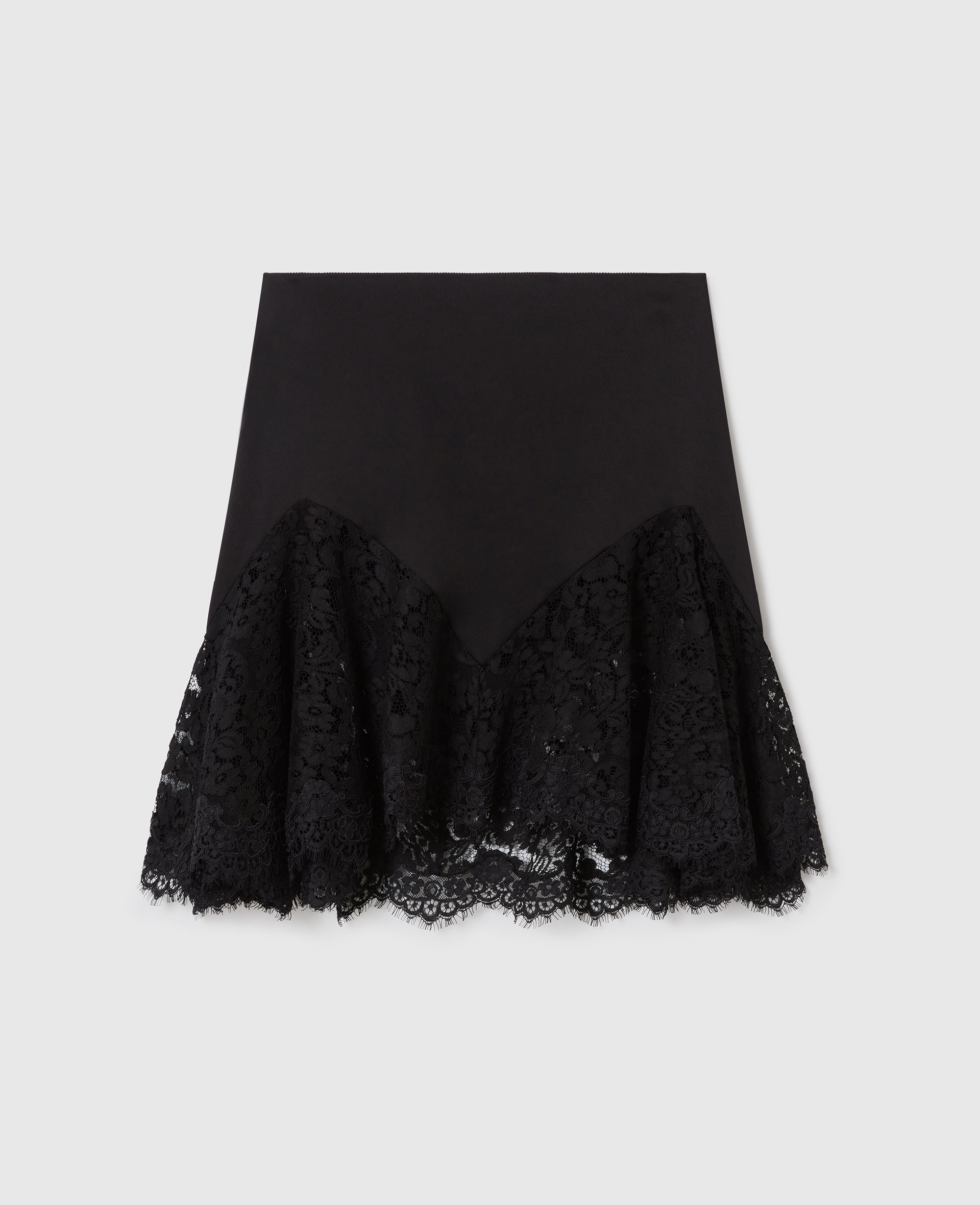 Stella McCartney - Gonna in Raso con Dettagli in Pizzo, , Taglia: 44