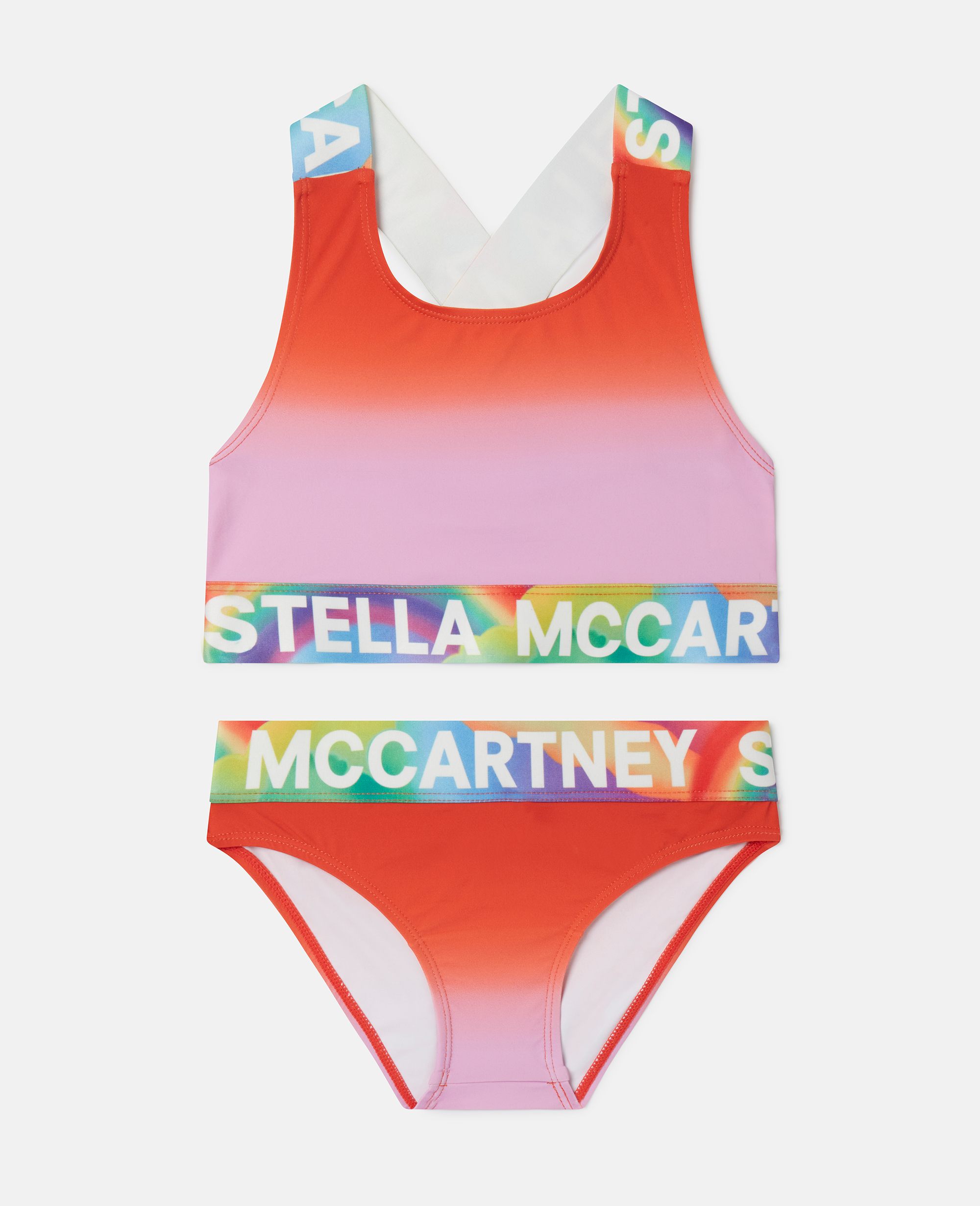 stella mccartney - logo tape ombré bikini set, femme, red multicolour, taille: 4