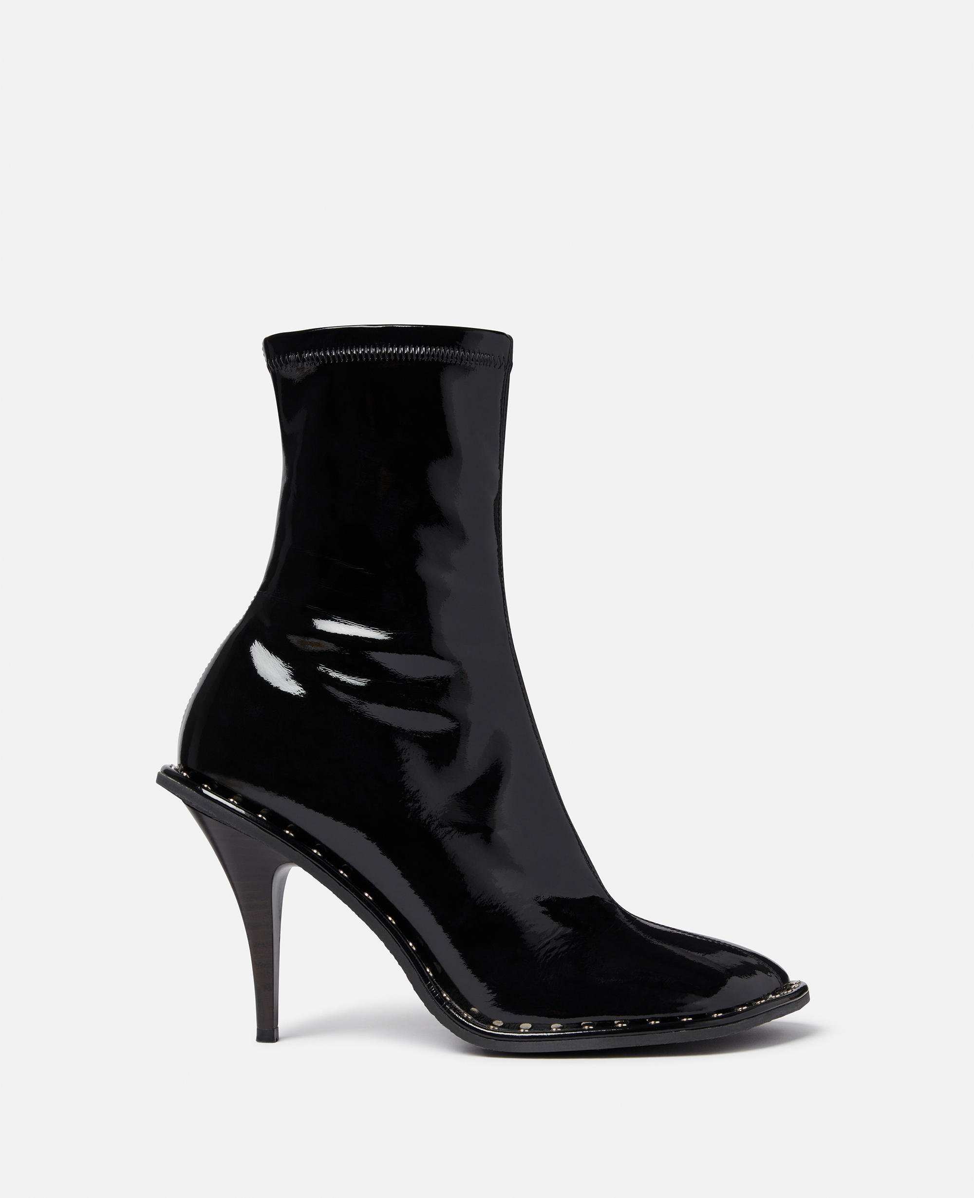 Stella Mccartney Ryder Lacquered Stiletto Ankle Boots In Black