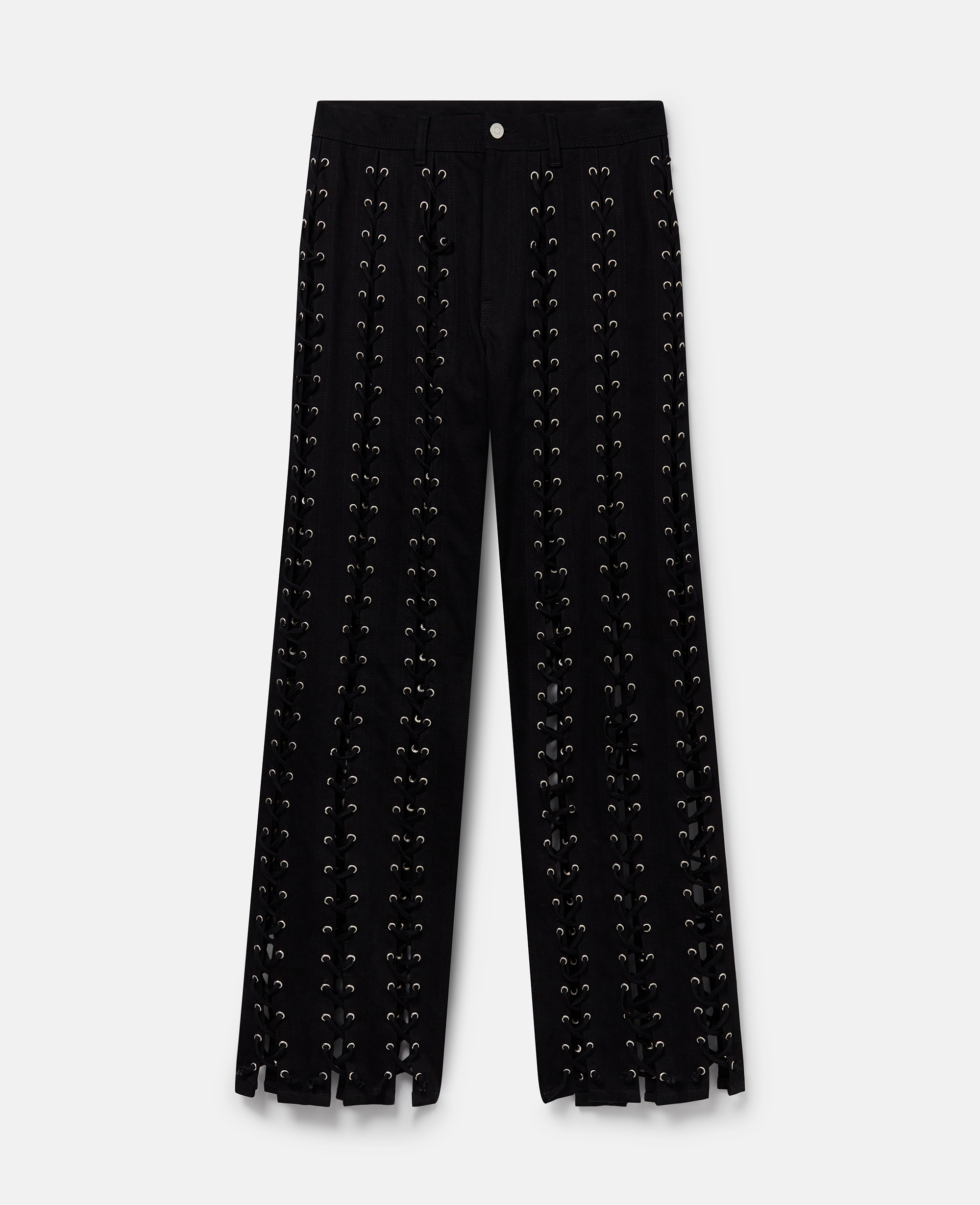 Shop Stella Mccartney High-rise Straight-leg Whipstitched Denim Jeans In Black Denim