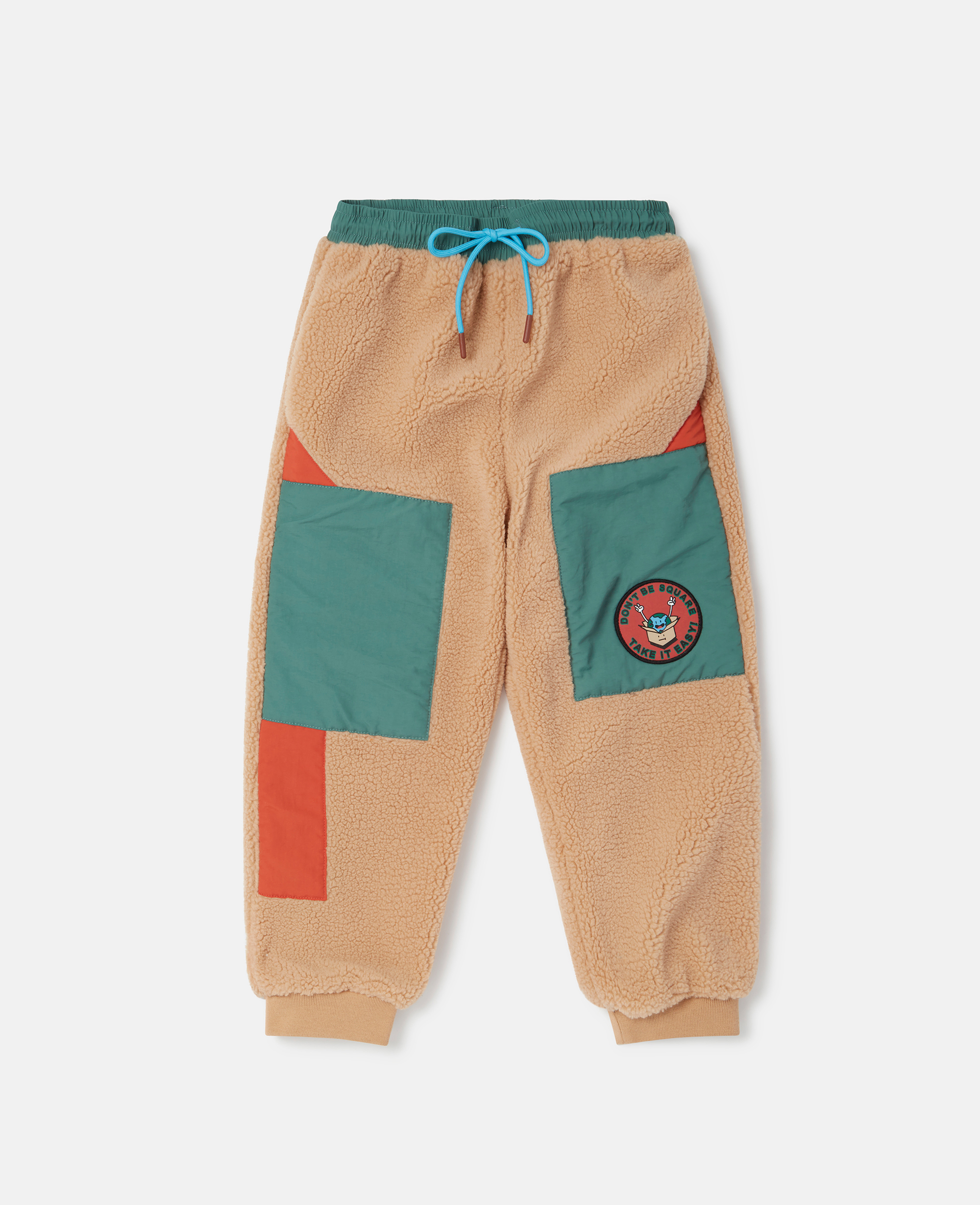 Stella Mccartney Kids' Camp Badge Fleece Joggers In Beige