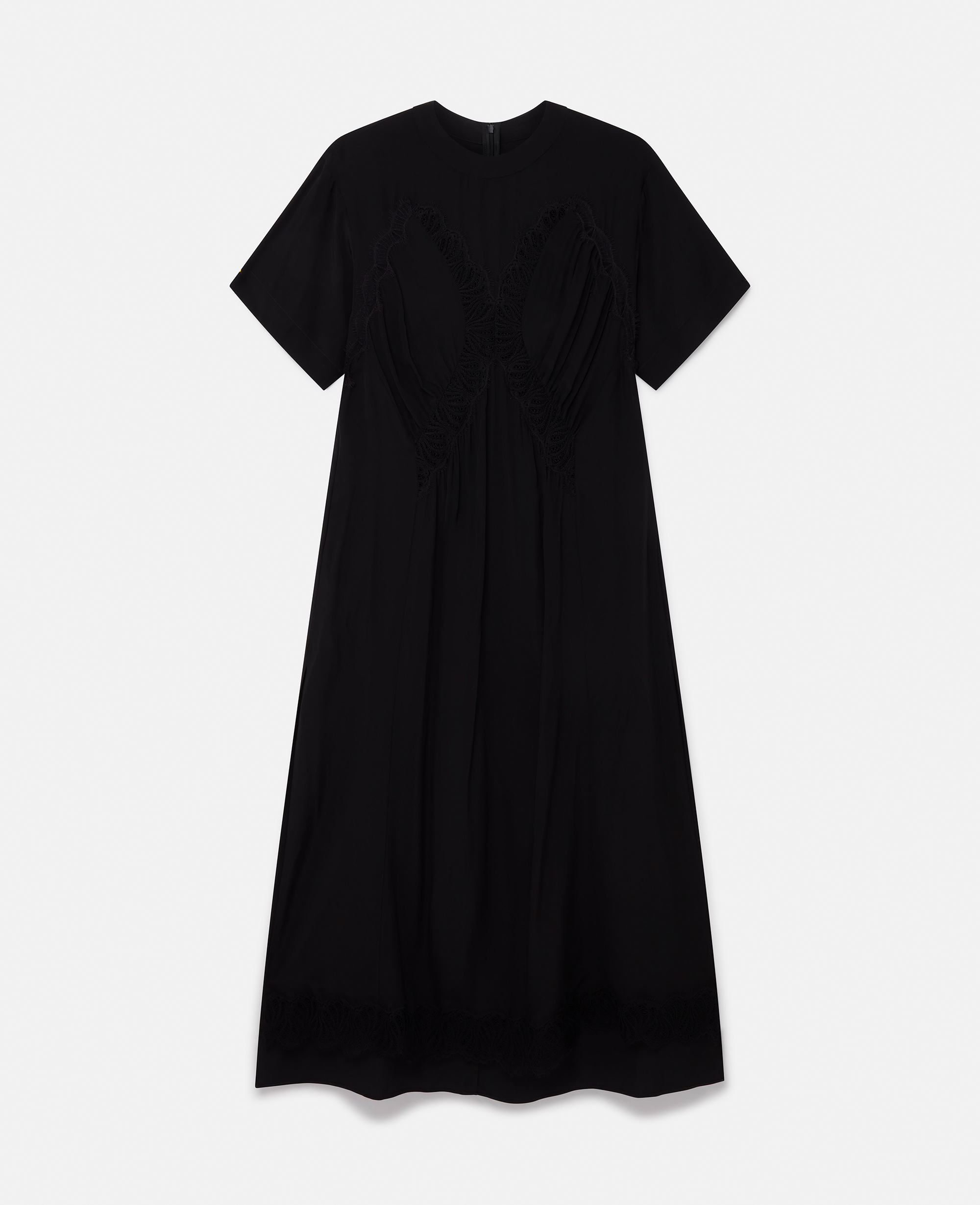 Stella Mccartney Lace Insert Short Sleeve Maxi Dress In Black