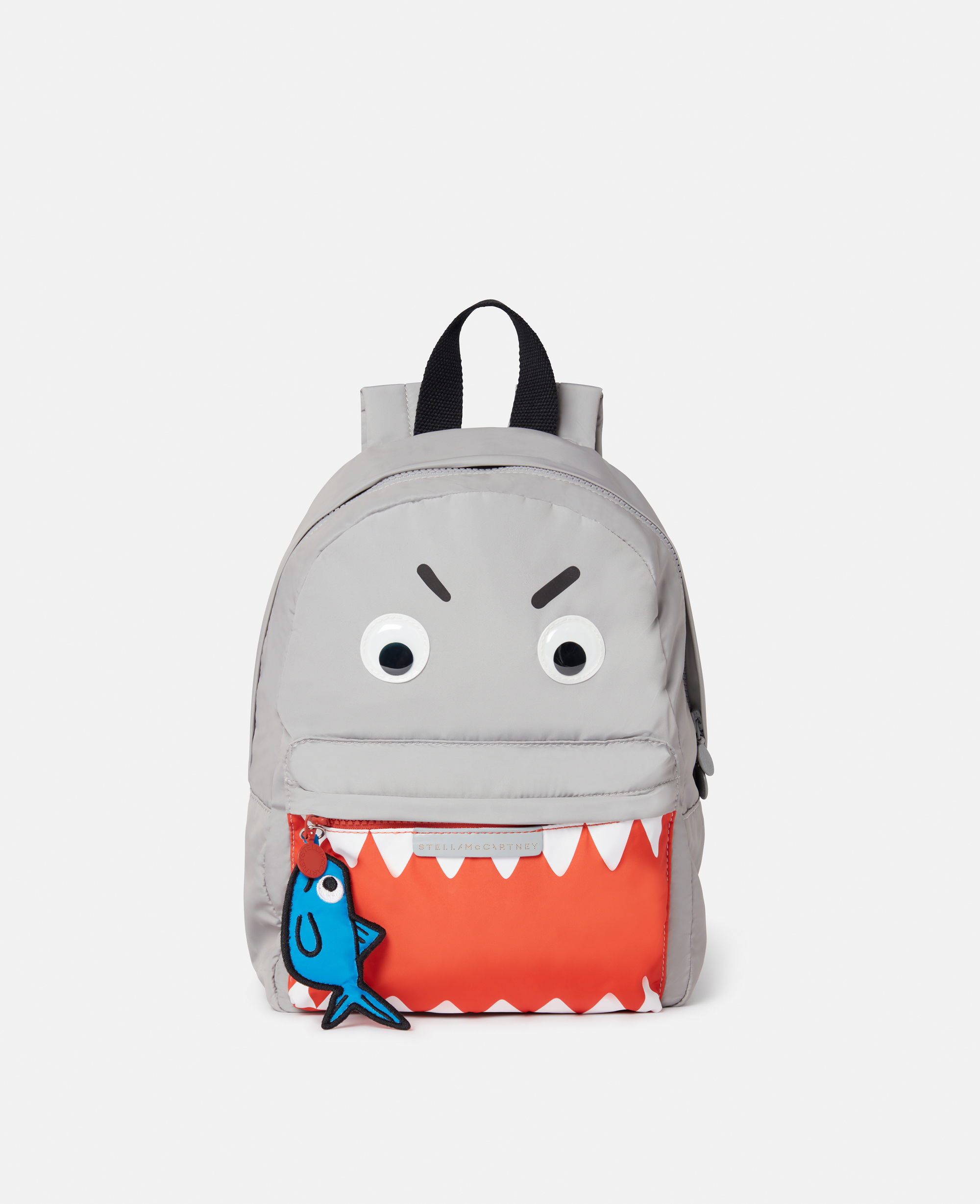Stella Mccartney Kids' Shark Print Backpack In Grey