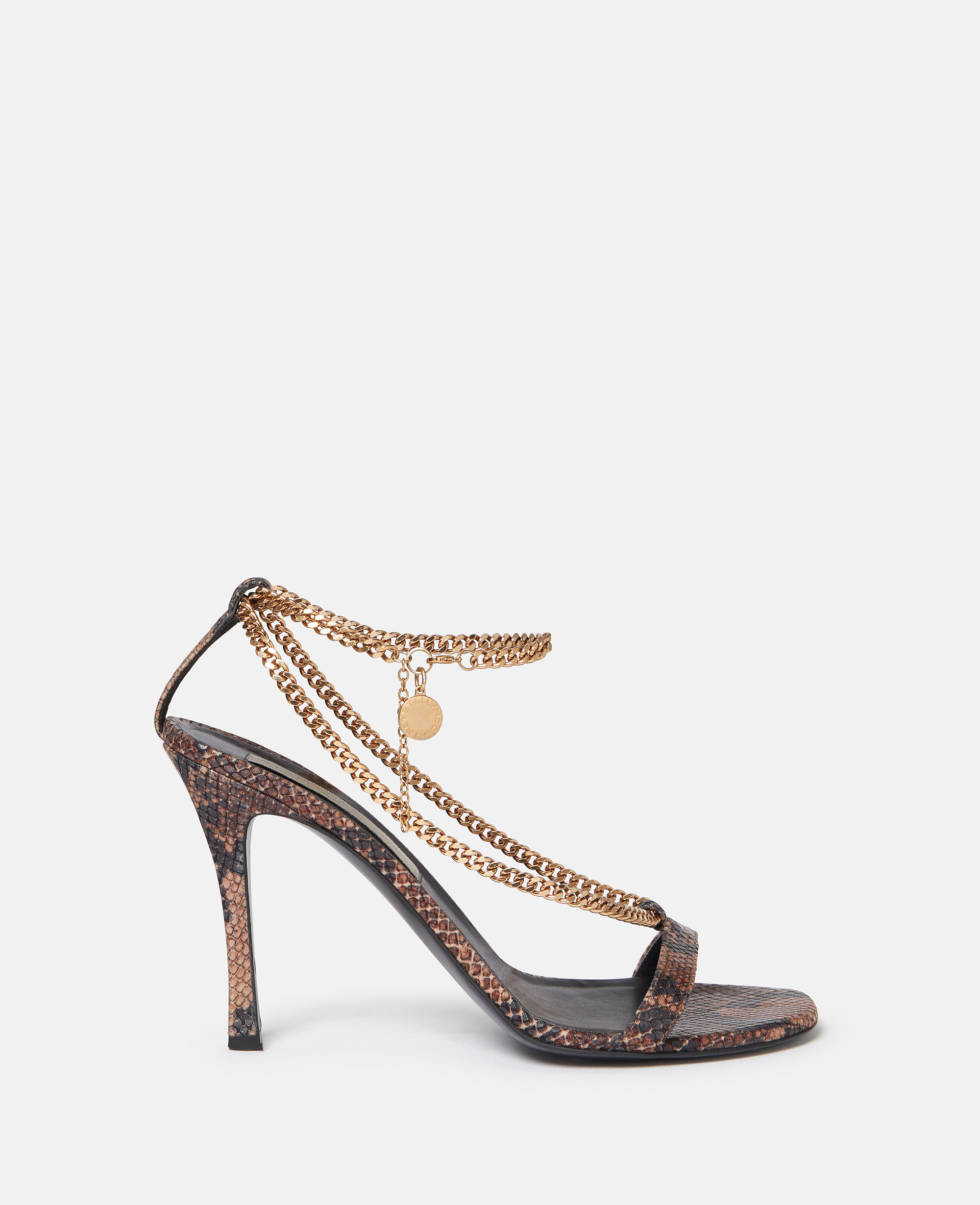 Stella Mccartney Stella 100 Python Print Heeled Sandals In Brown