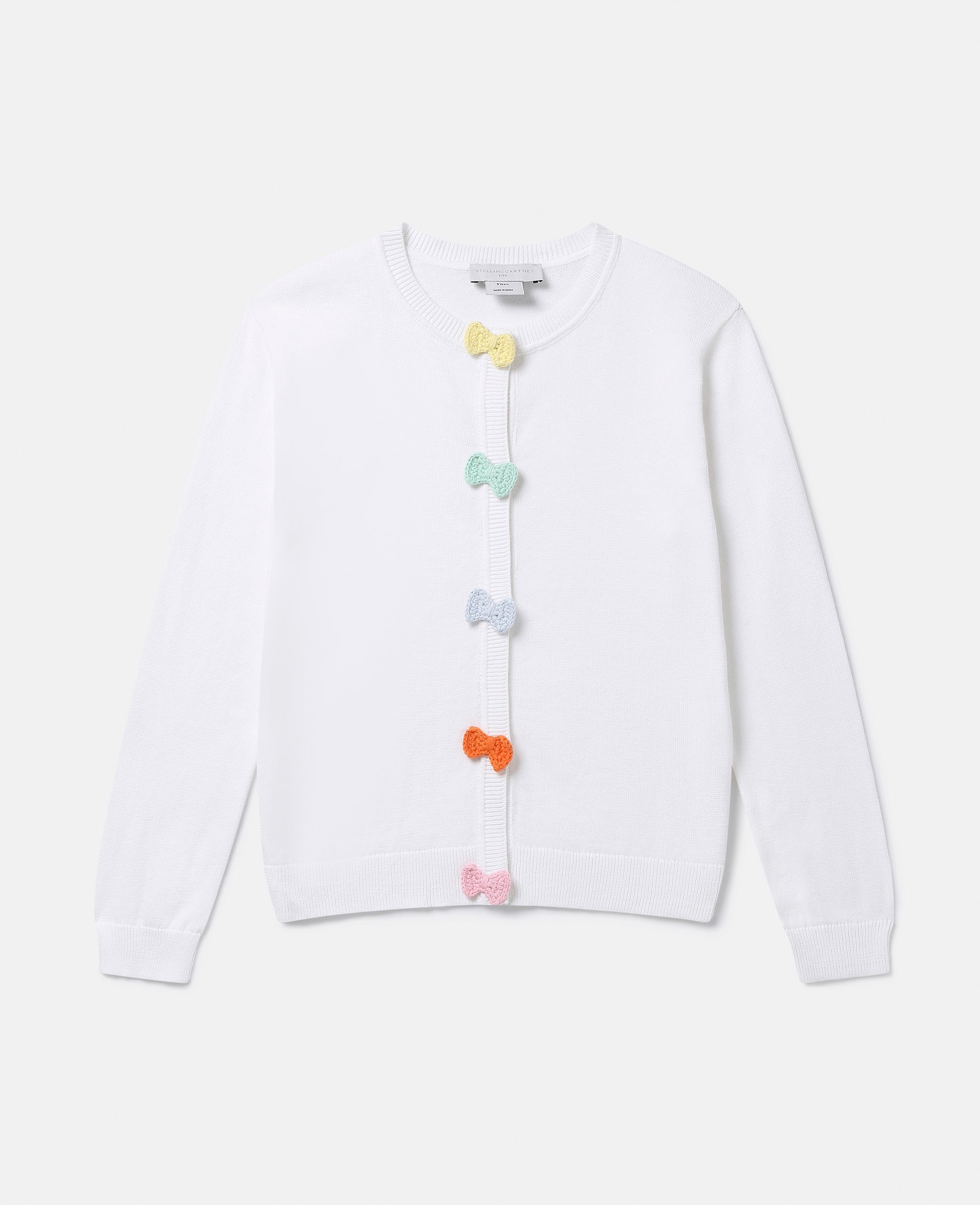 Stella Mccartney Kids' Bow Crochet Appliqué Cardigan In White
