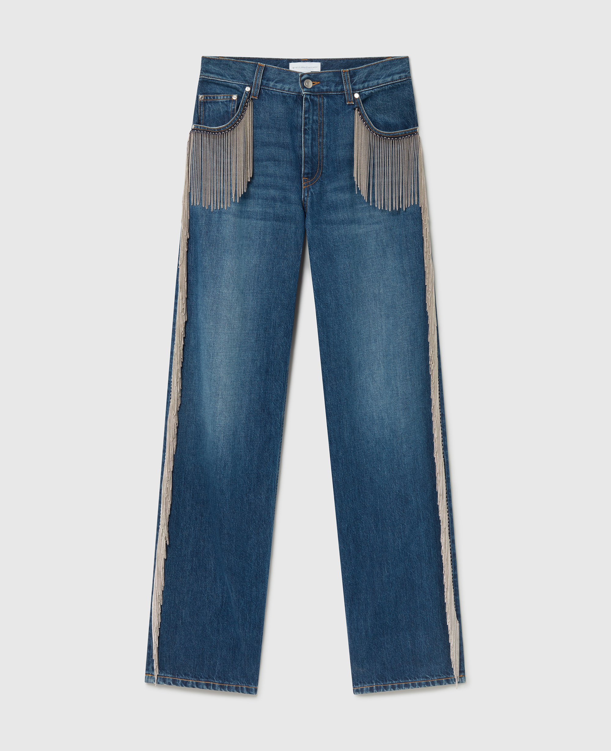 Stella McCartney - Jeans mit geradem Bein und Kettenquaste, Frau, Dunkelblau, Größe: 27