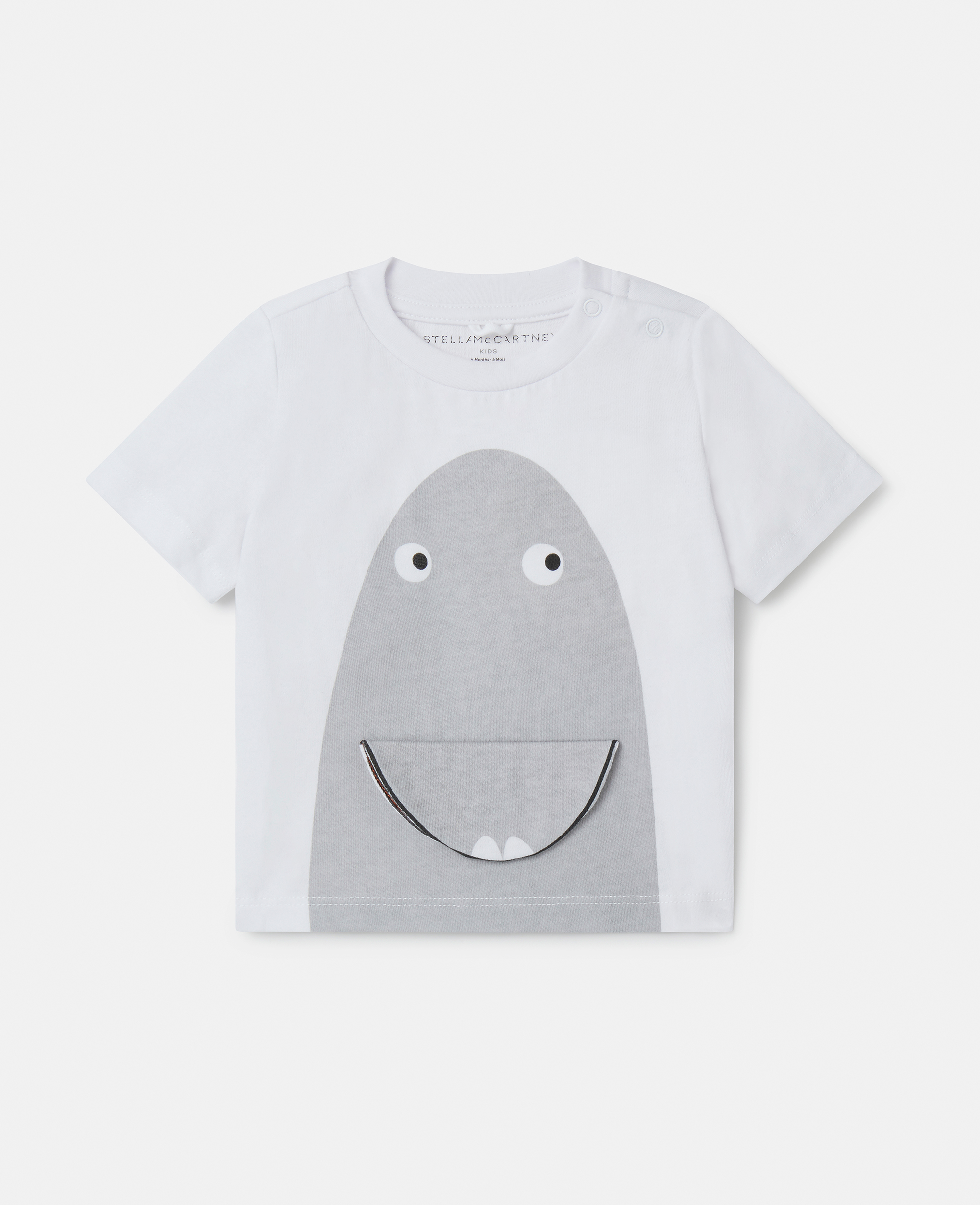 Stella McCartney – Shark Face Flap T-Shirt, Woman, Ivory, Size: 18m