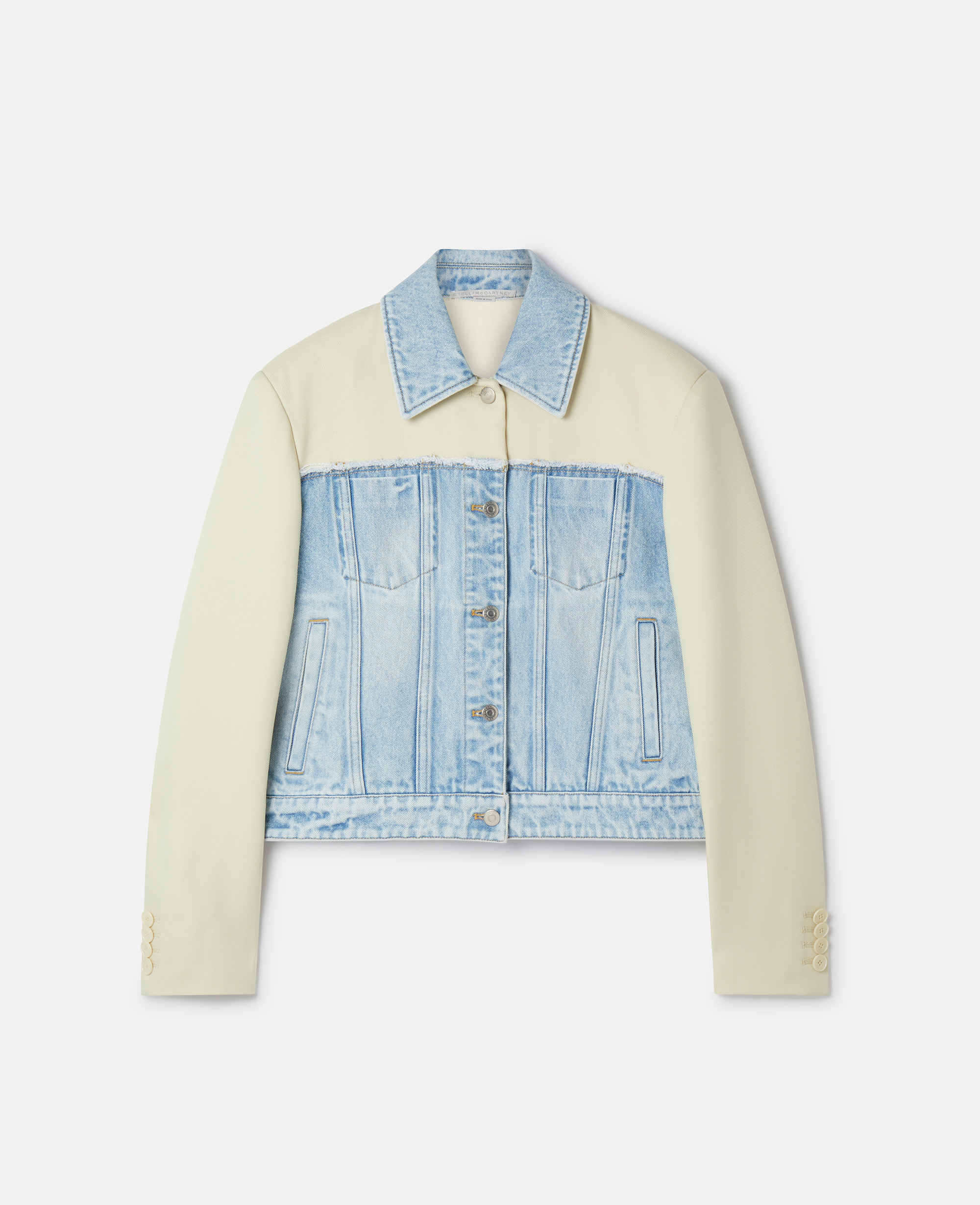 Stella Mccartney Two-tone Panelled Denim Jacket In Blue/ecru