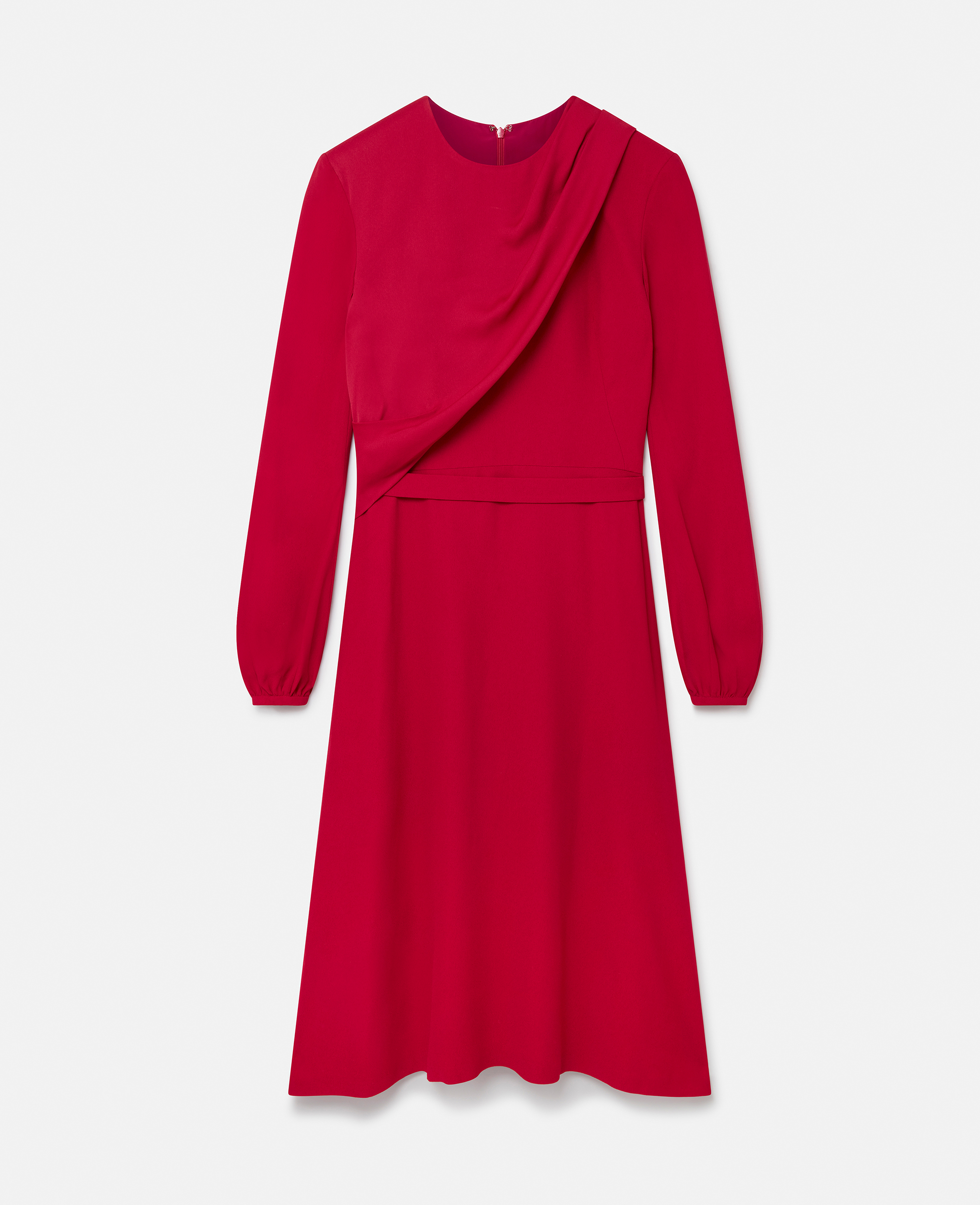 Stella Mccartney Wrap Front Twill Midi Dress In Raspberry Pink