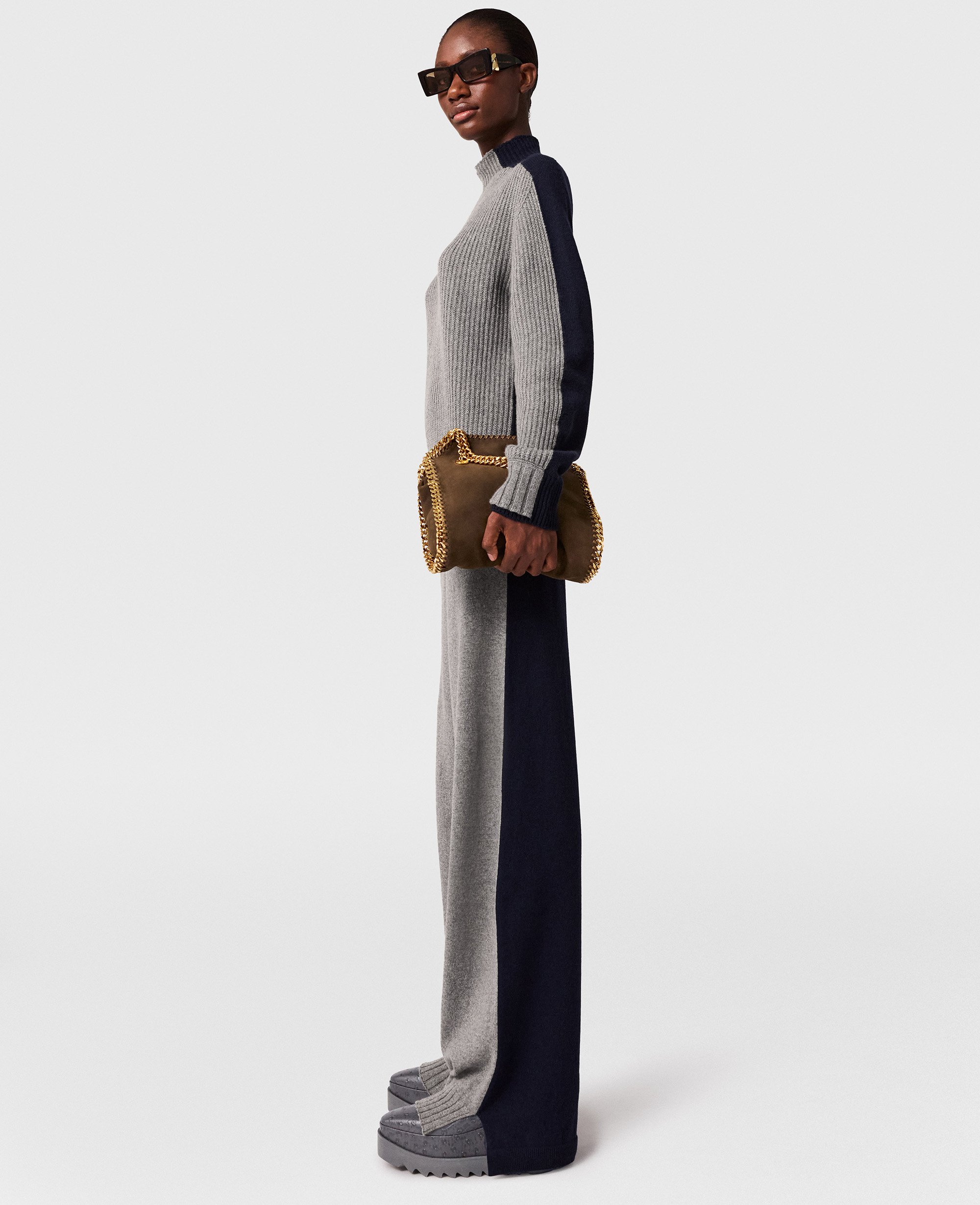 Stella Mccartney Wide-leg Contrast Panel Trousers In Multi