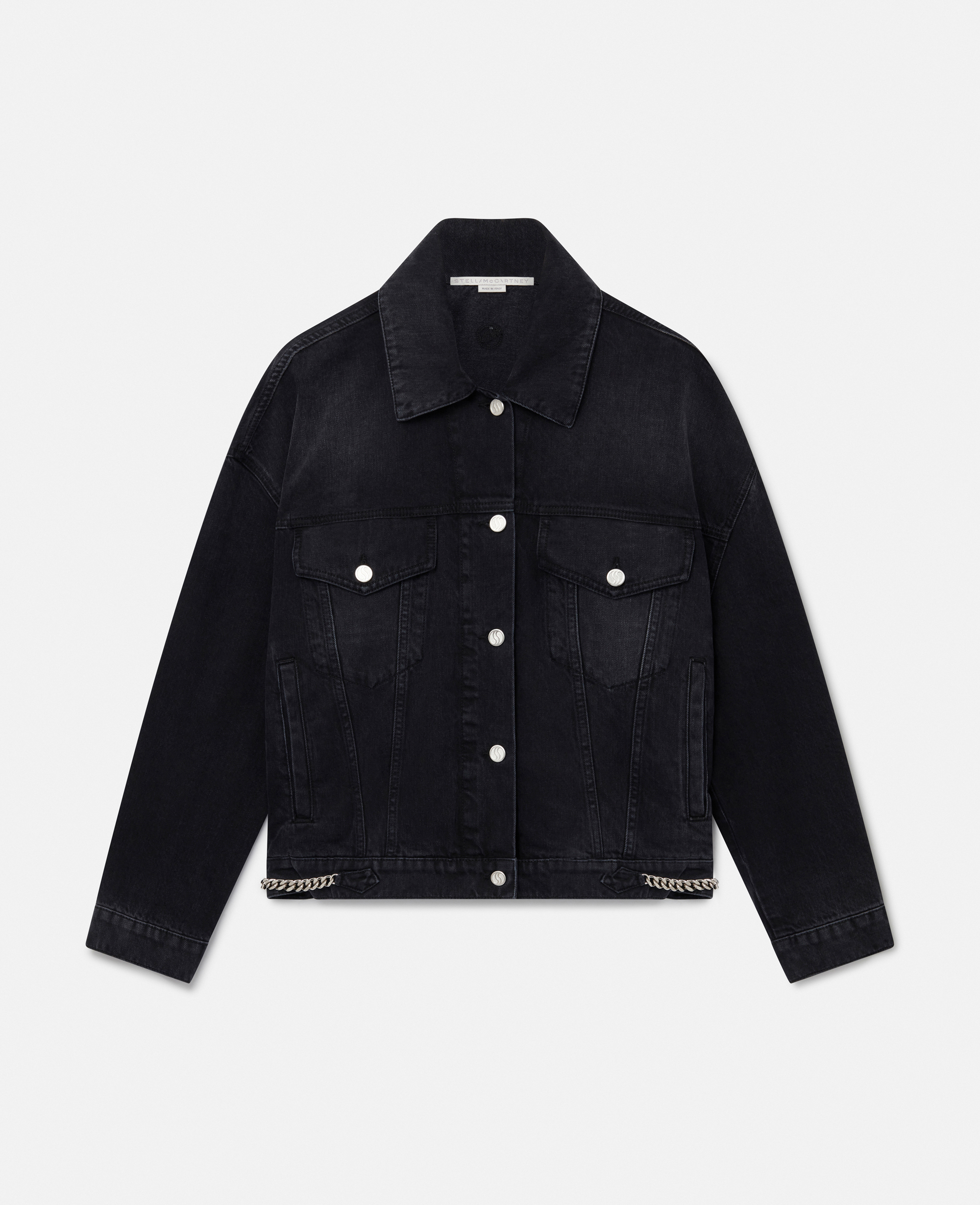 Stella McCartney – Falabella Oversized Denim Jacket, Woman, Black, Size: XS