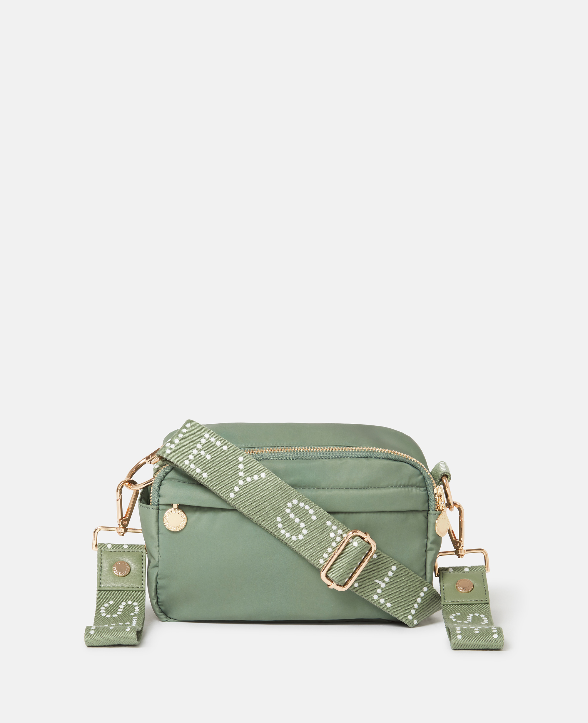 Stella Mccartney Logo Tape Changing Crossbody Bag In Green
