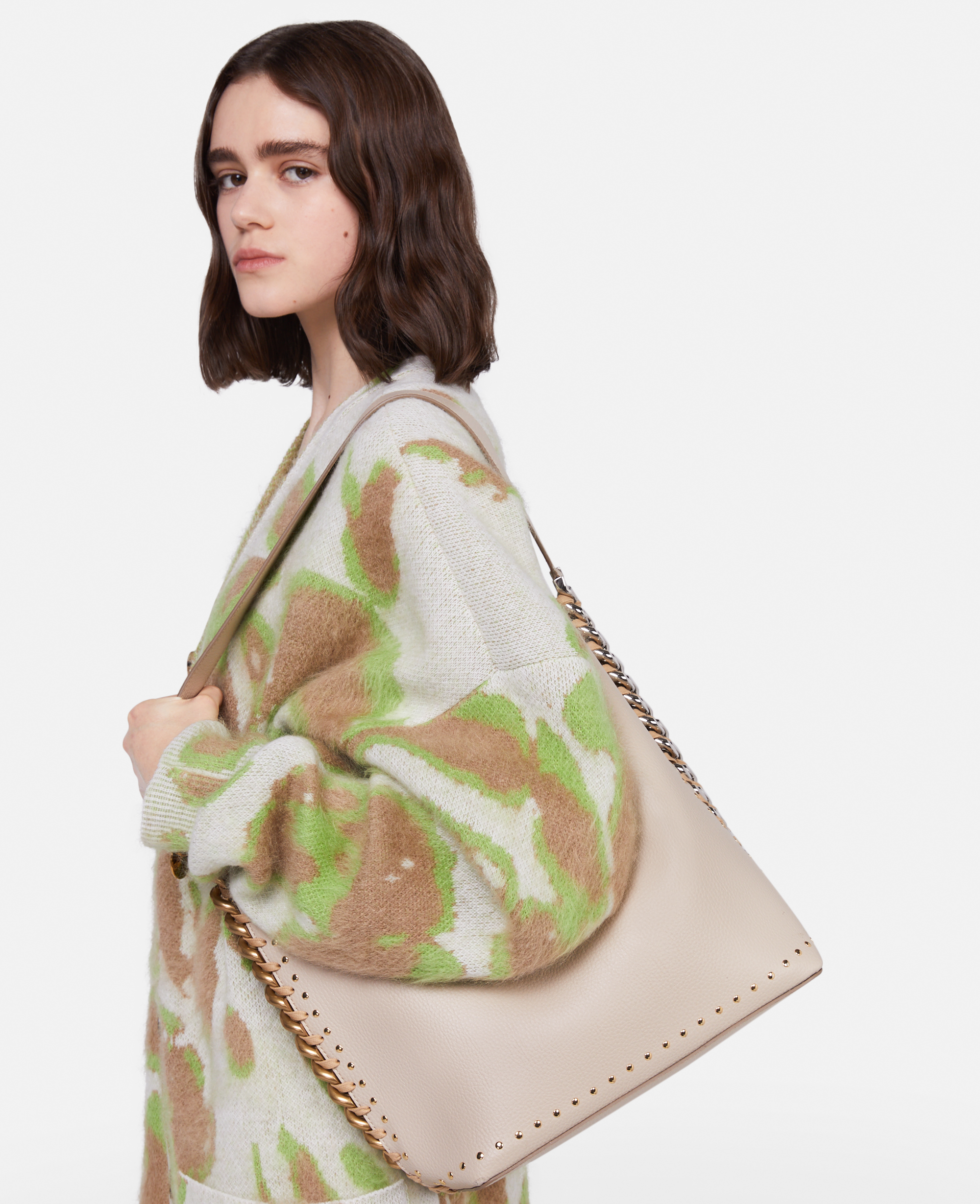 Stella McCartney – Frayme Studded Grainy Alter Mat Tote Bag, Woman, Oat