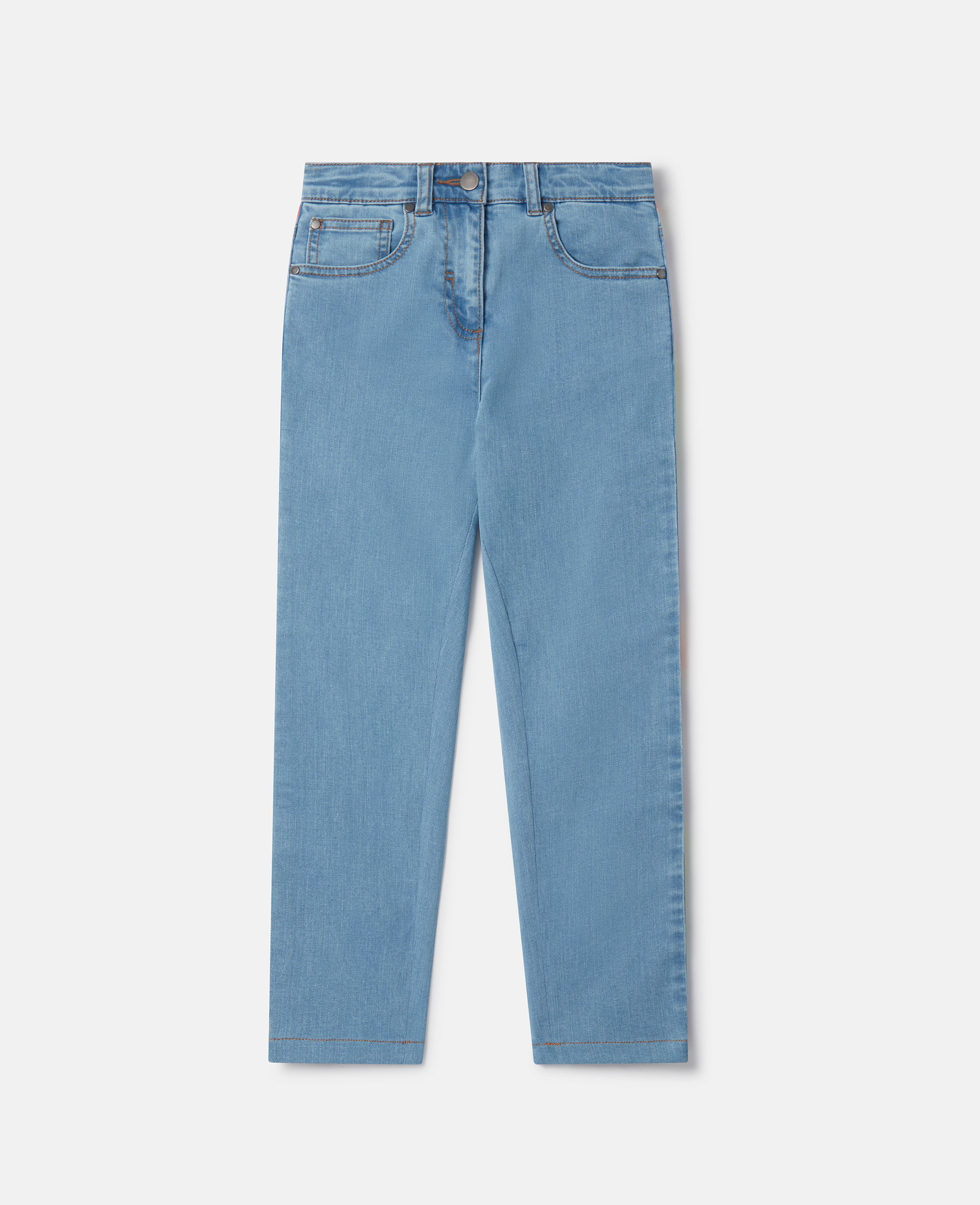 Stella McCartney – Rainbow Logo Tape Straight Leg Jeans, Woman, Blue, Size: 14h