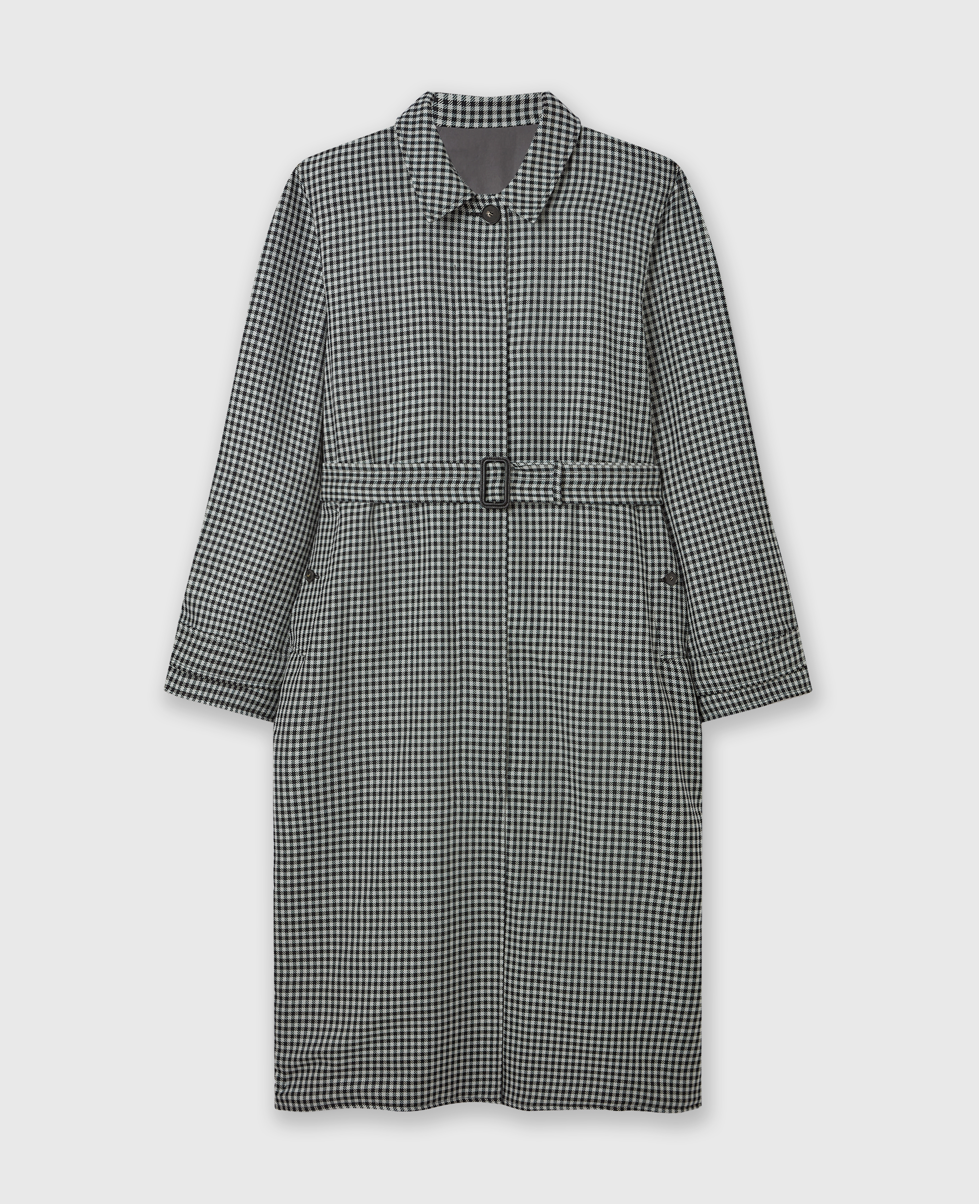 Stella Mccartney Oversized Check Belted Trench Coat In Cream And Black