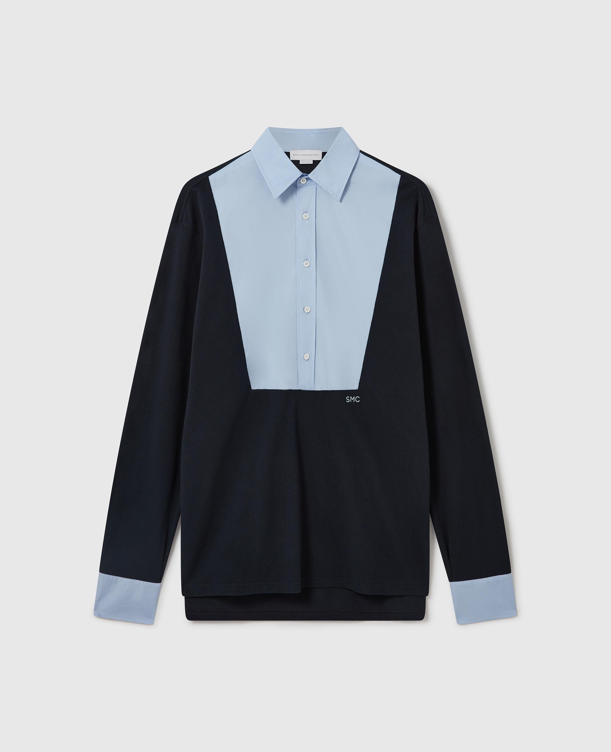 Stella Mccartney Hybrid Polo Tailored Rugby Shirt In Blue