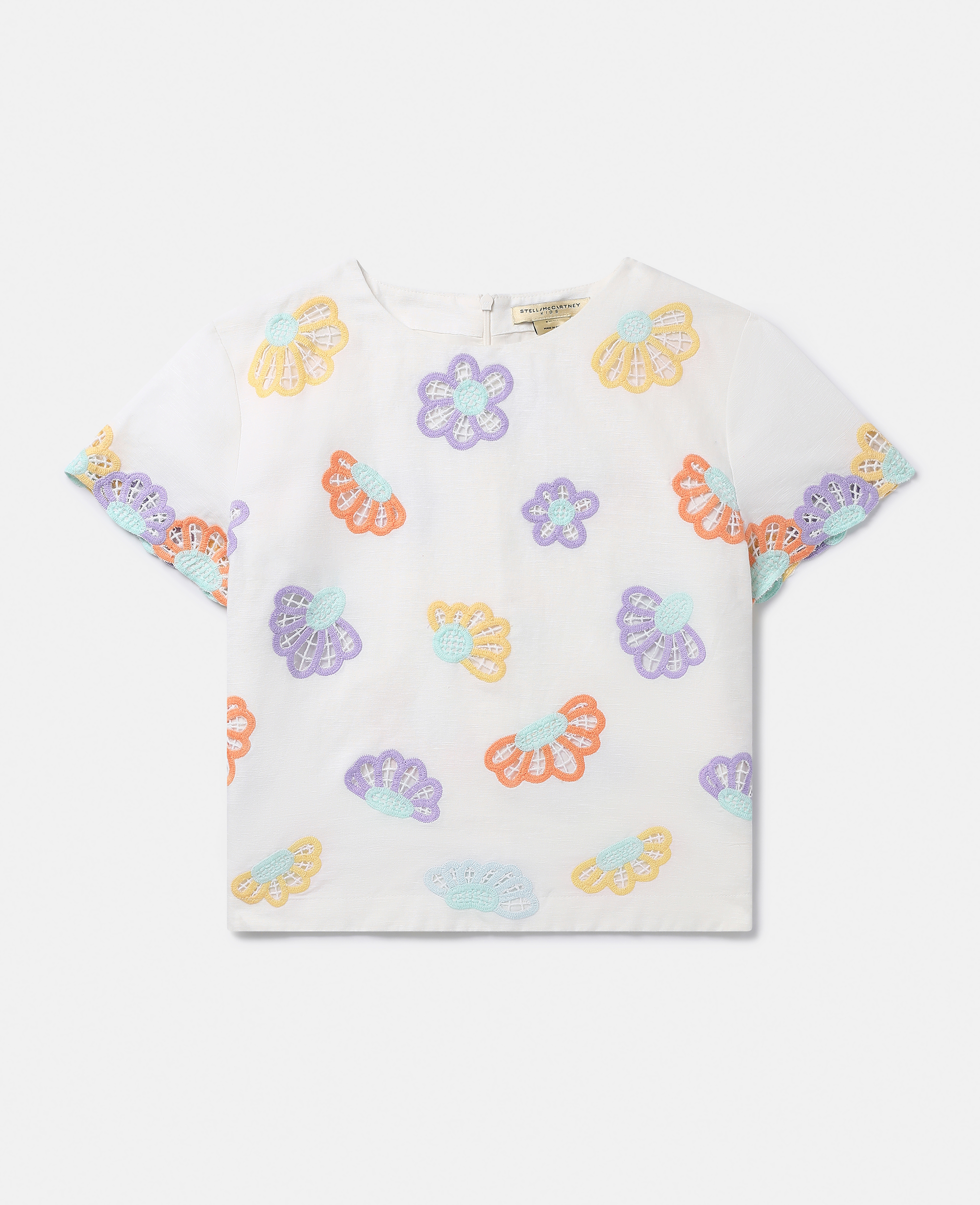 Stella Mccartney Kids' Floral Broderie Anglaise T-shirt In Ivory