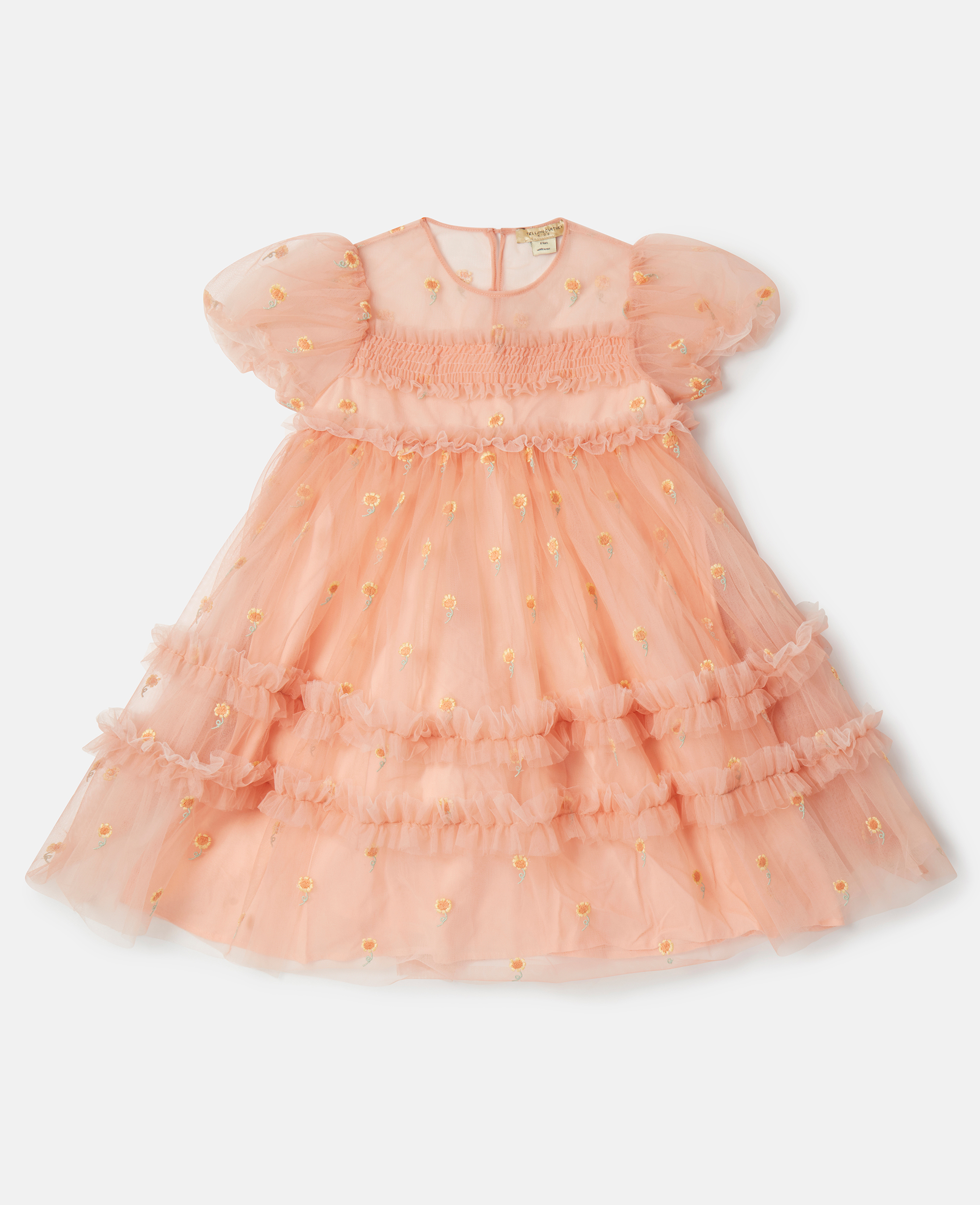 Shop Stella Mccartney Sunflower Embroidery Taffeta Occasion Dress In Salmon Pink